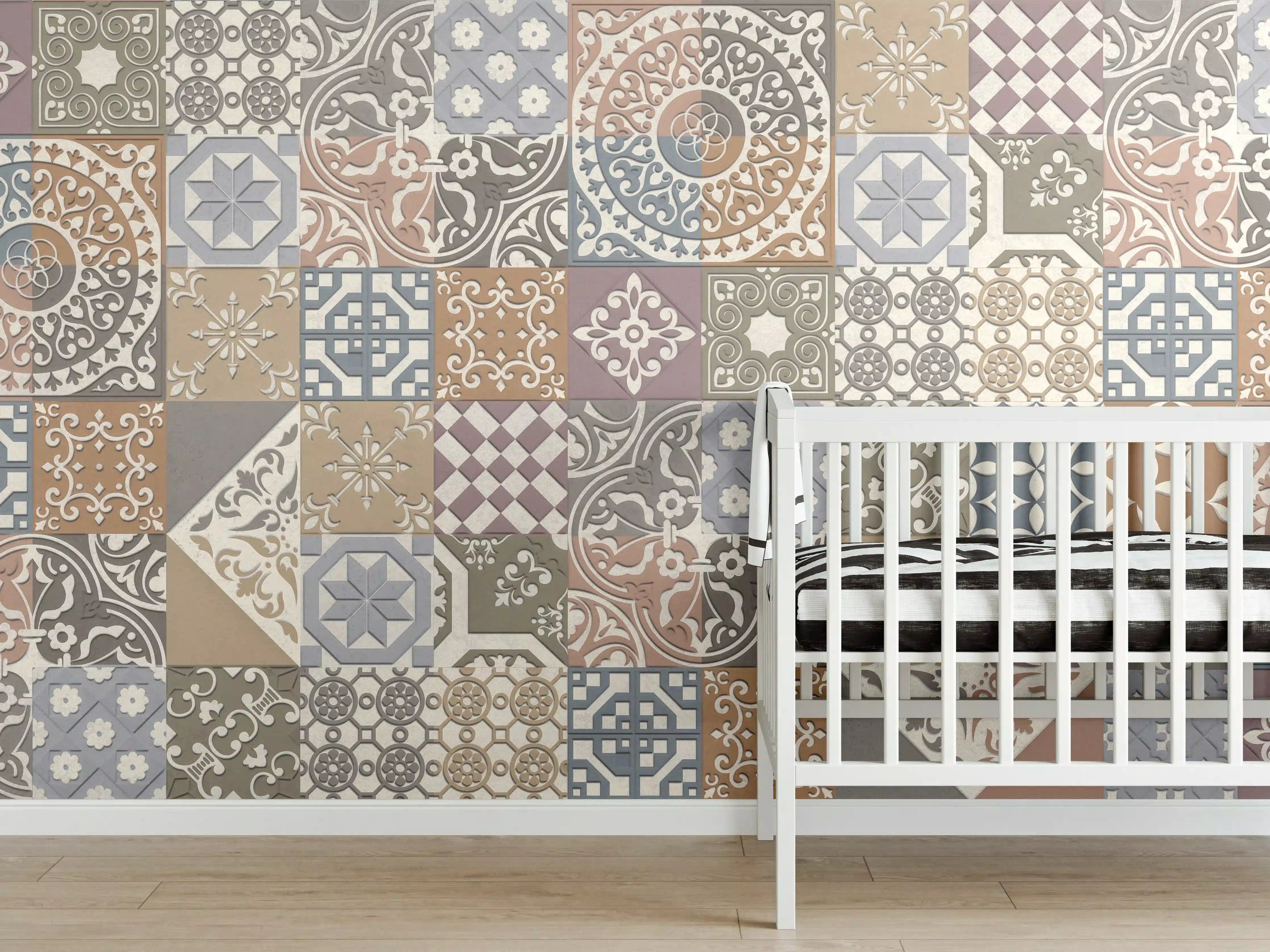 Babyzimmer Wandgestaltung - Buntes portugiesisches Mosaik