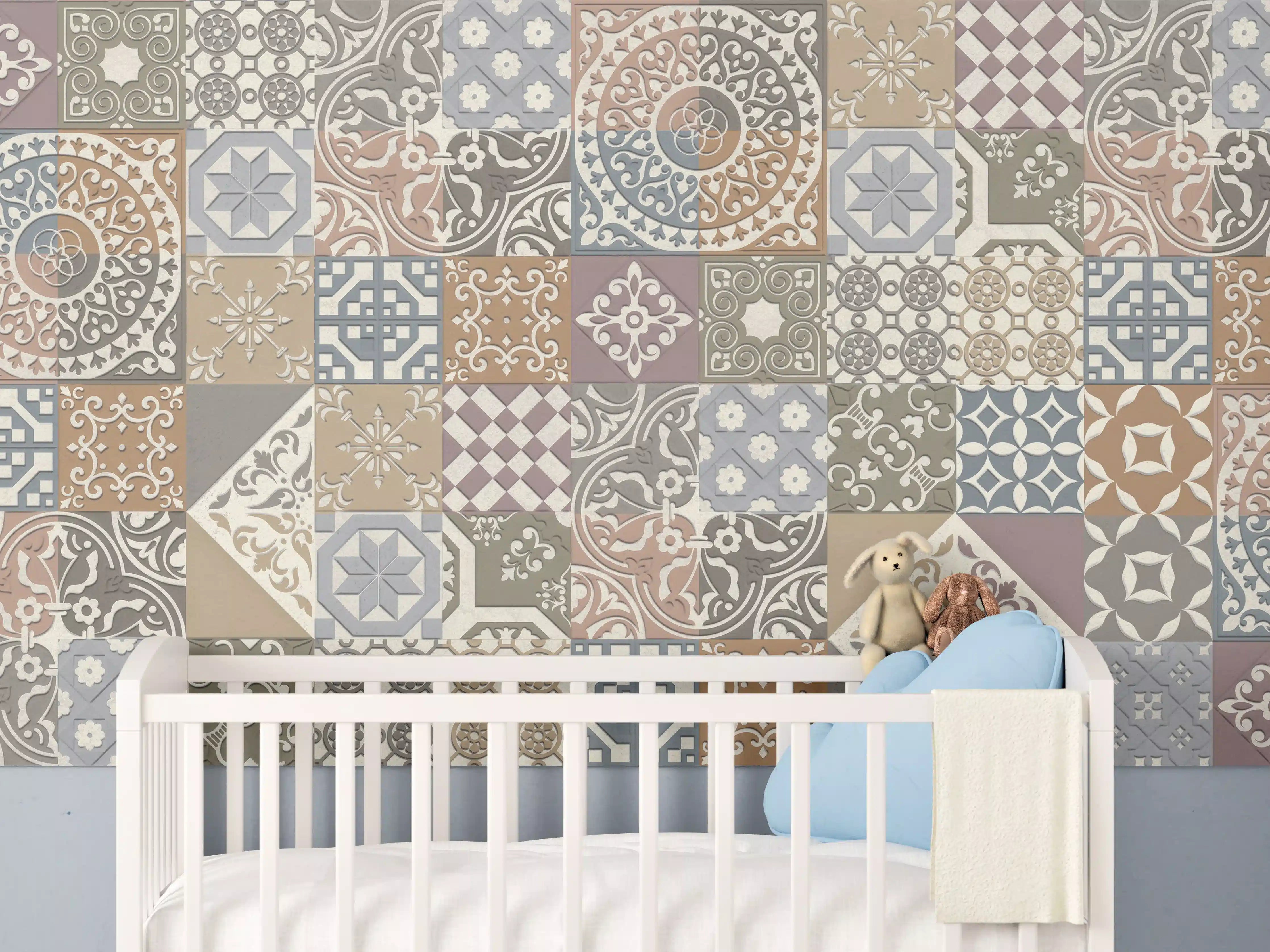 Babyzimmer Wandgestaltung - Buntes portugiesisches Mosaik