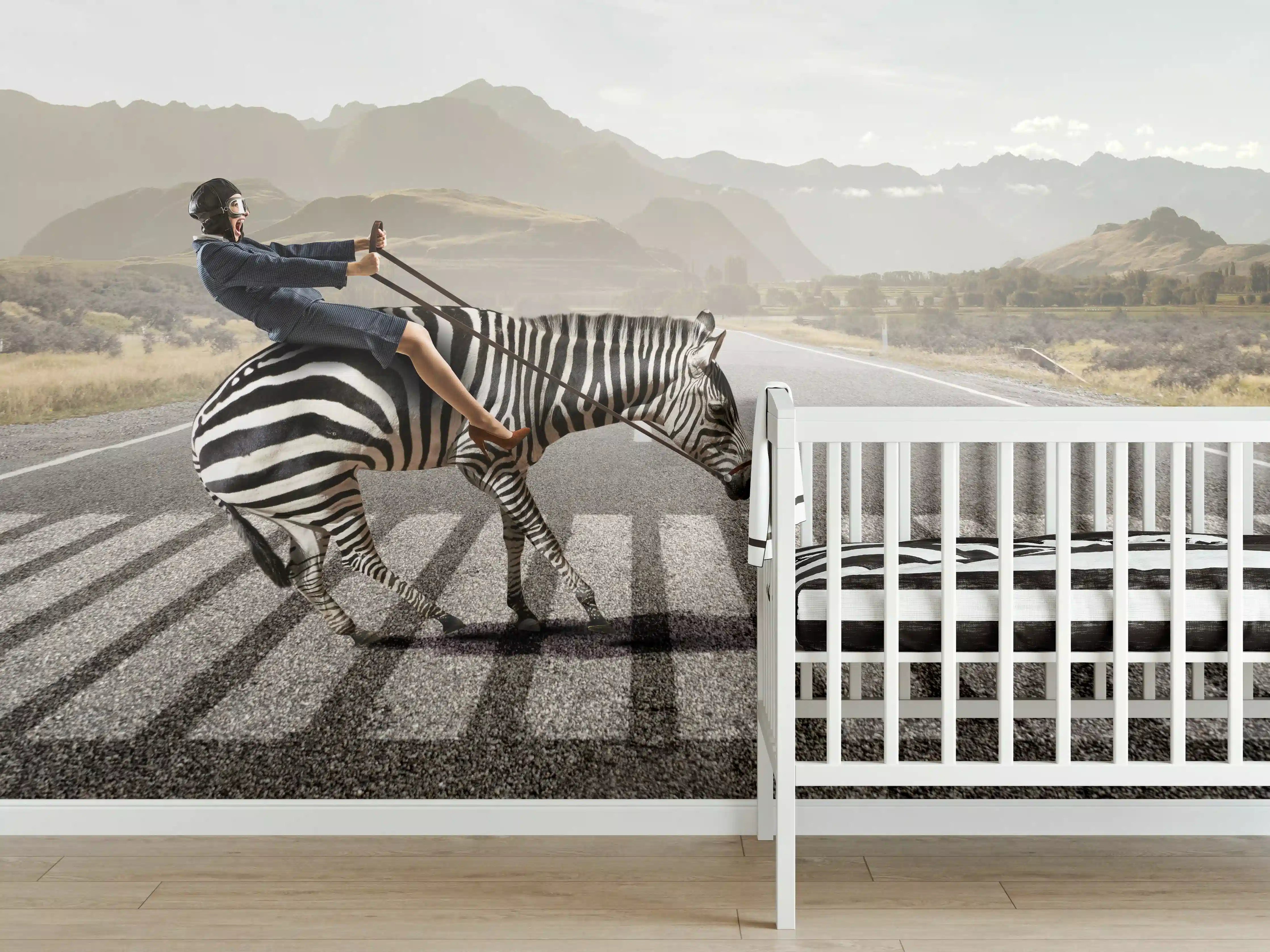 Babyzimmer Wandgestaltung - Businesswoman auf Zebra