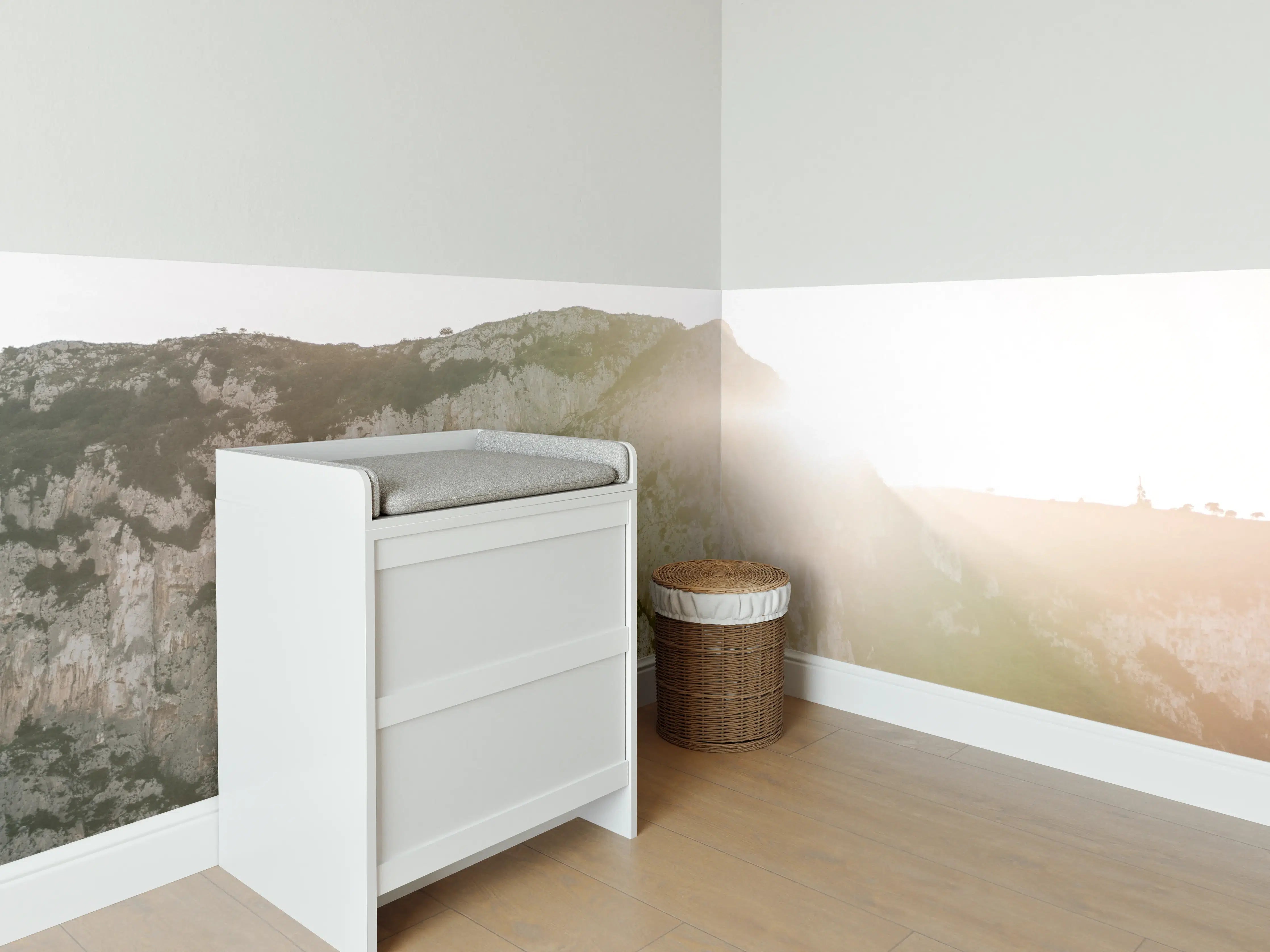 Babyzimmer Wandgestaltung - Capri Morgendämmerung Weiß