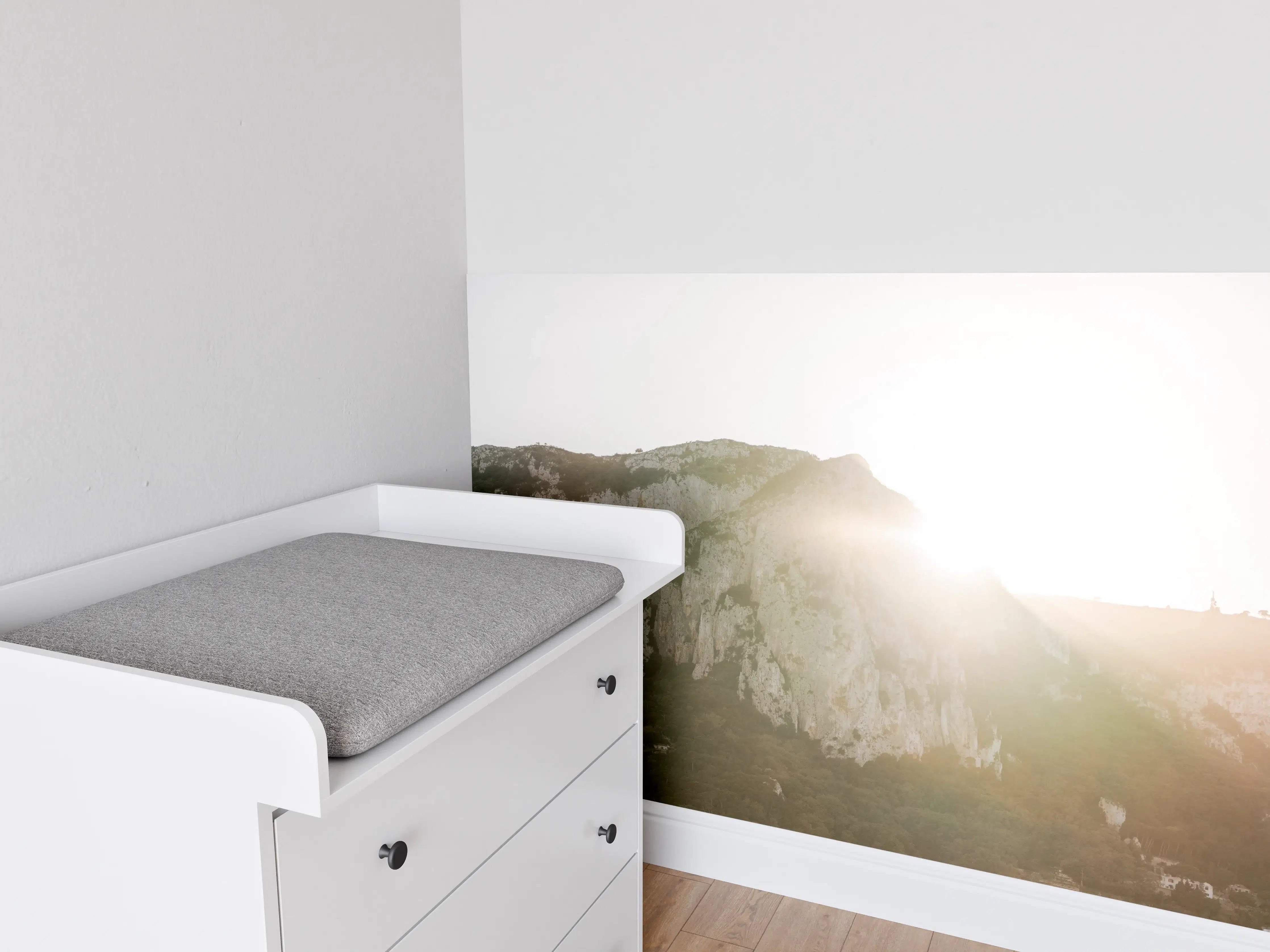 Babyzimmer Wandgestaltung - Capri Morgendämmerung Weiß