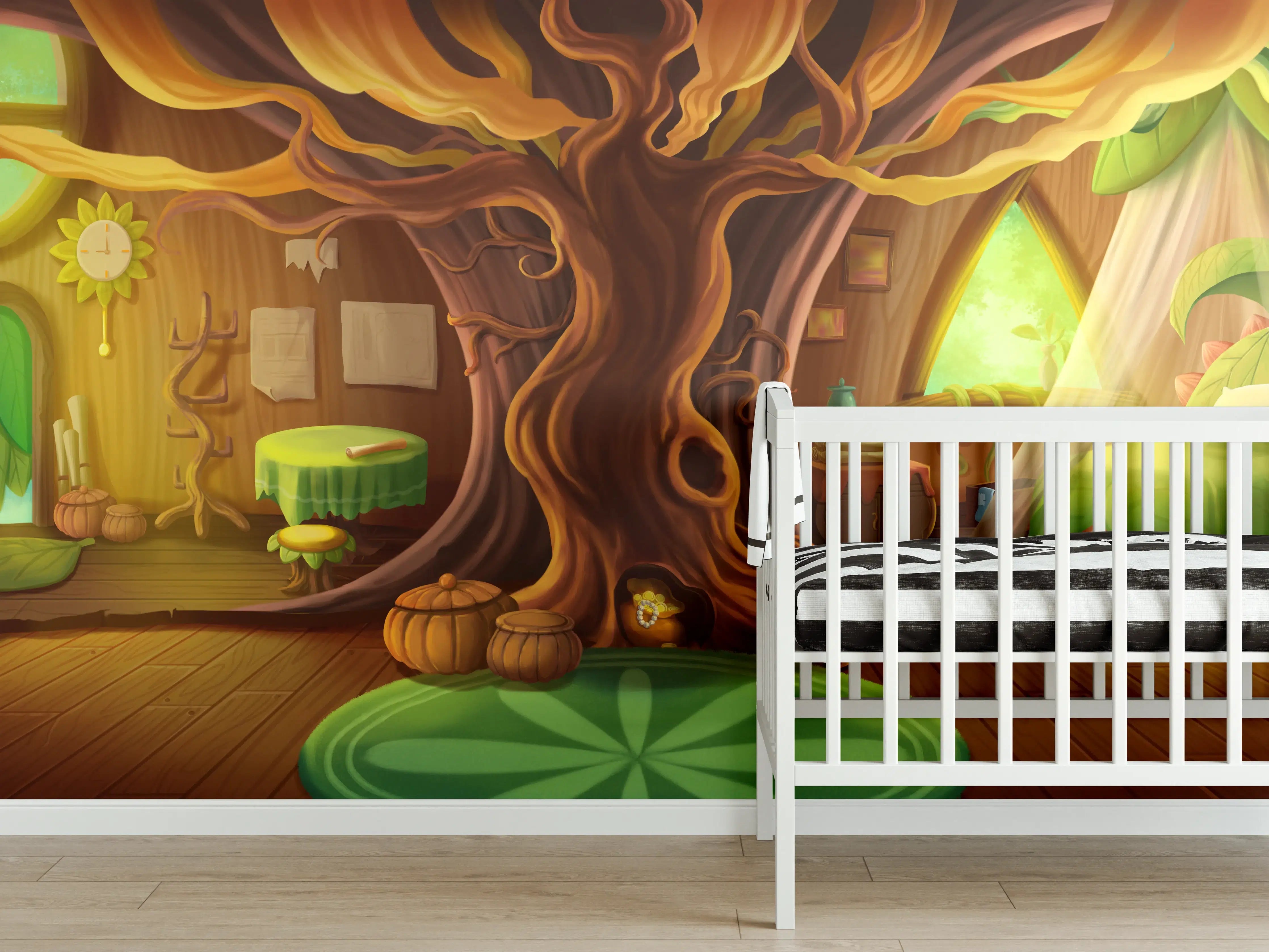 Babyzimmer Wandgestaltung - Cartoon Baumhaus