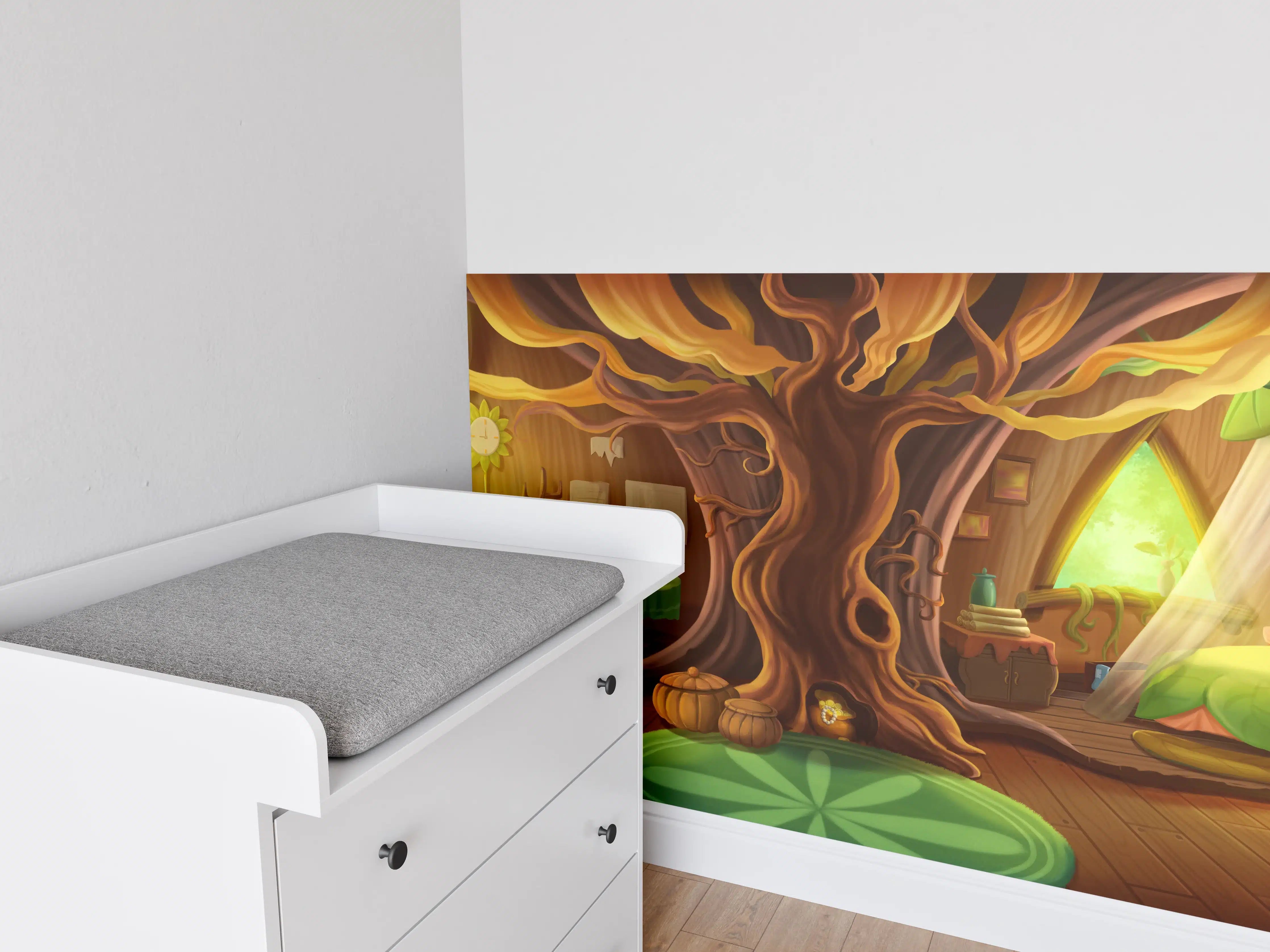Babyzimmer Wandgestaltung - Cartoon Baumhaus