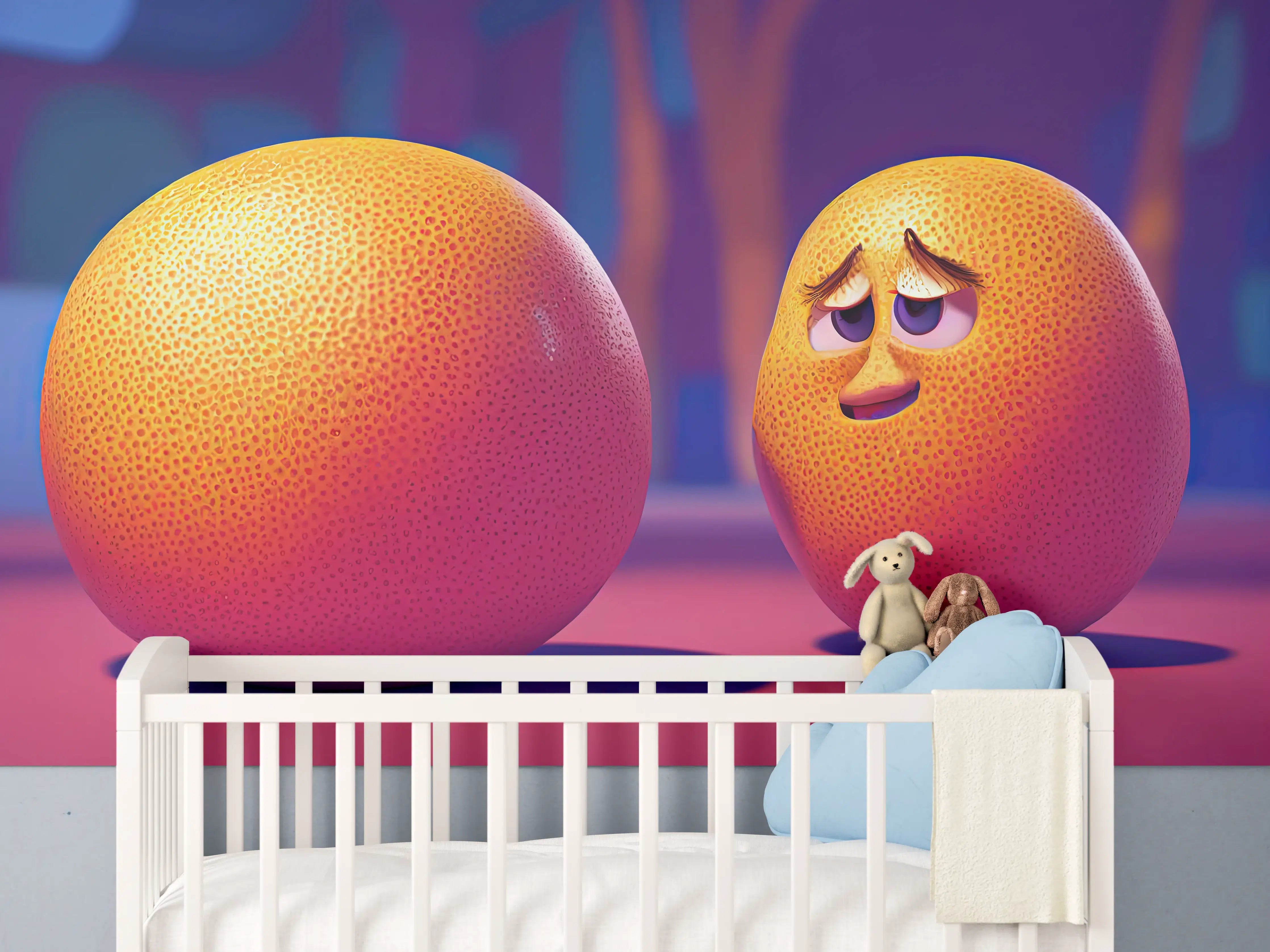 Babyzimmer Wandgestaltung - Cartoon Orangen