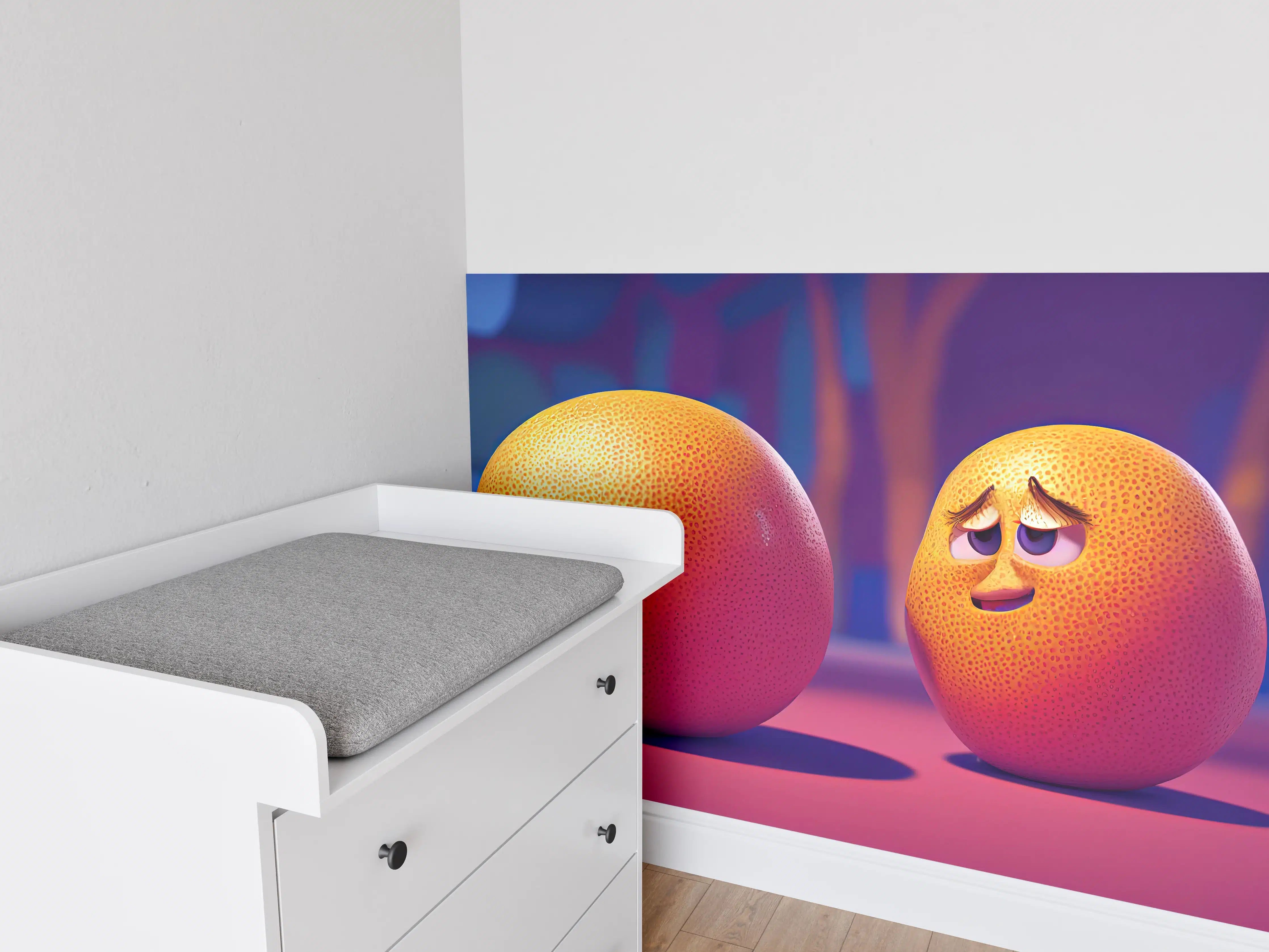 Babyzimmer Wandgestaltung - Cartoon Orangen