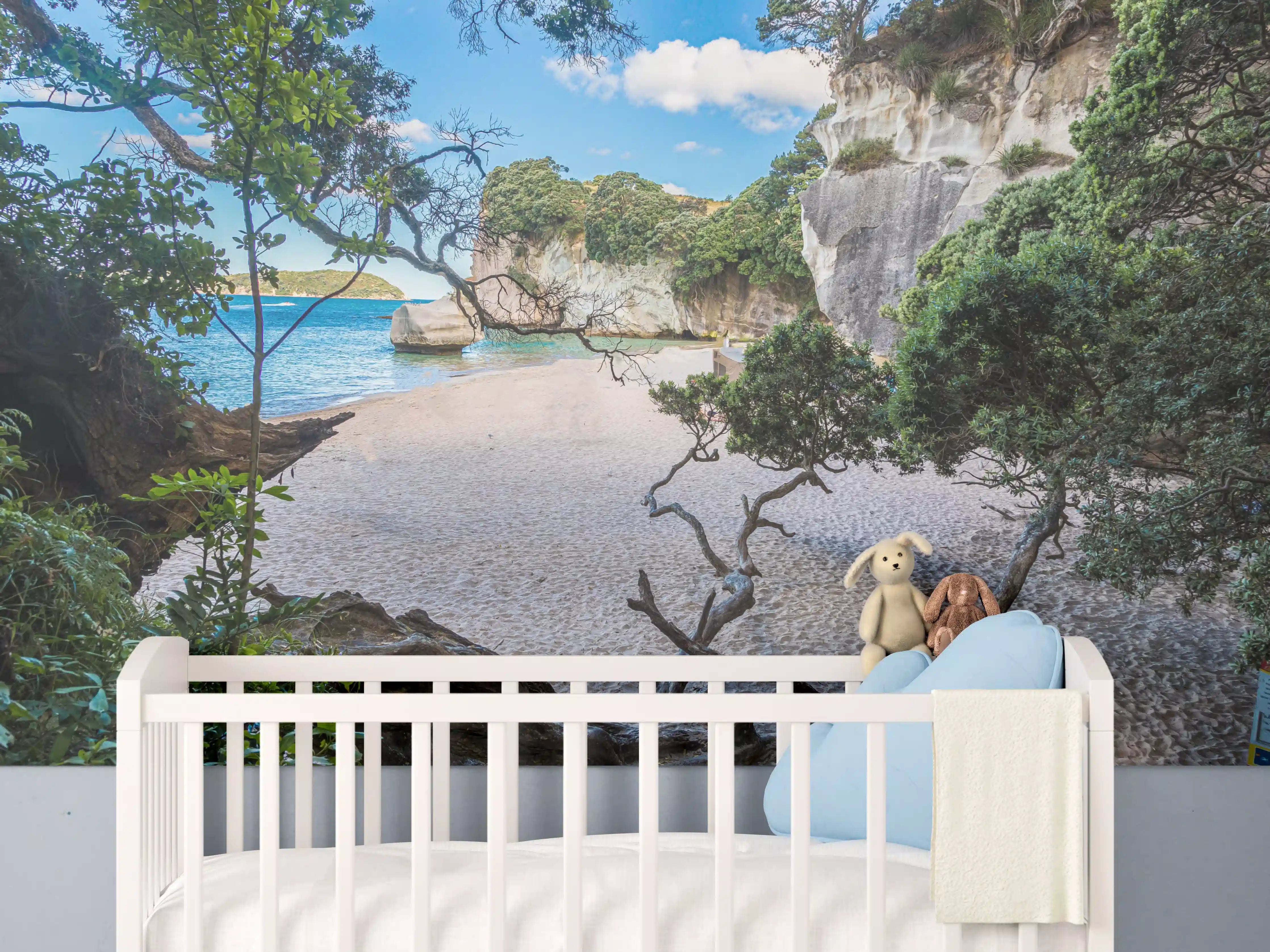 Babyzimmer Wandgestaltung - Cathedral Cove Paradiesstrand