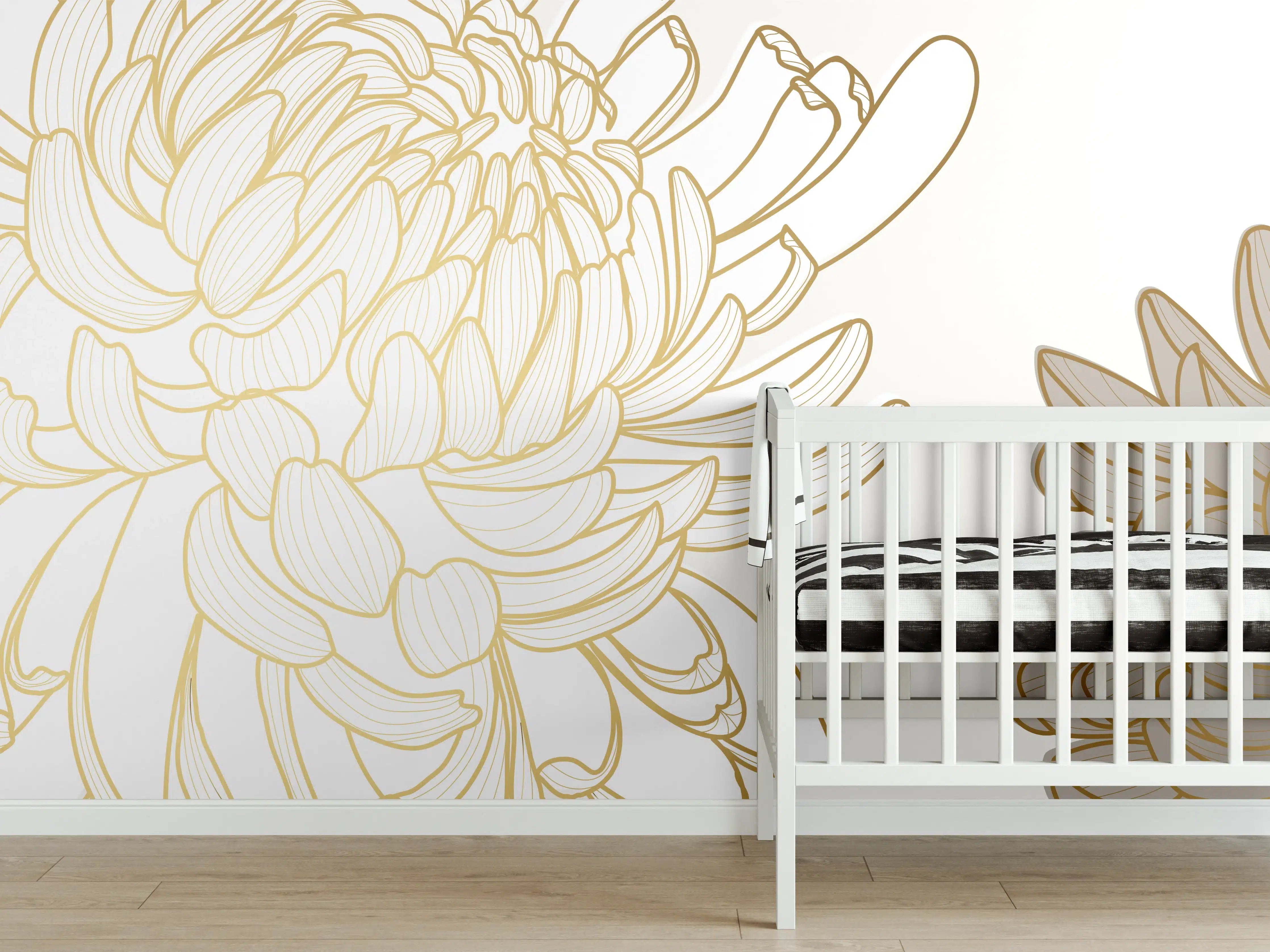 Babyzimmer Wandgestaltung - Chic Cream Floral Illustration