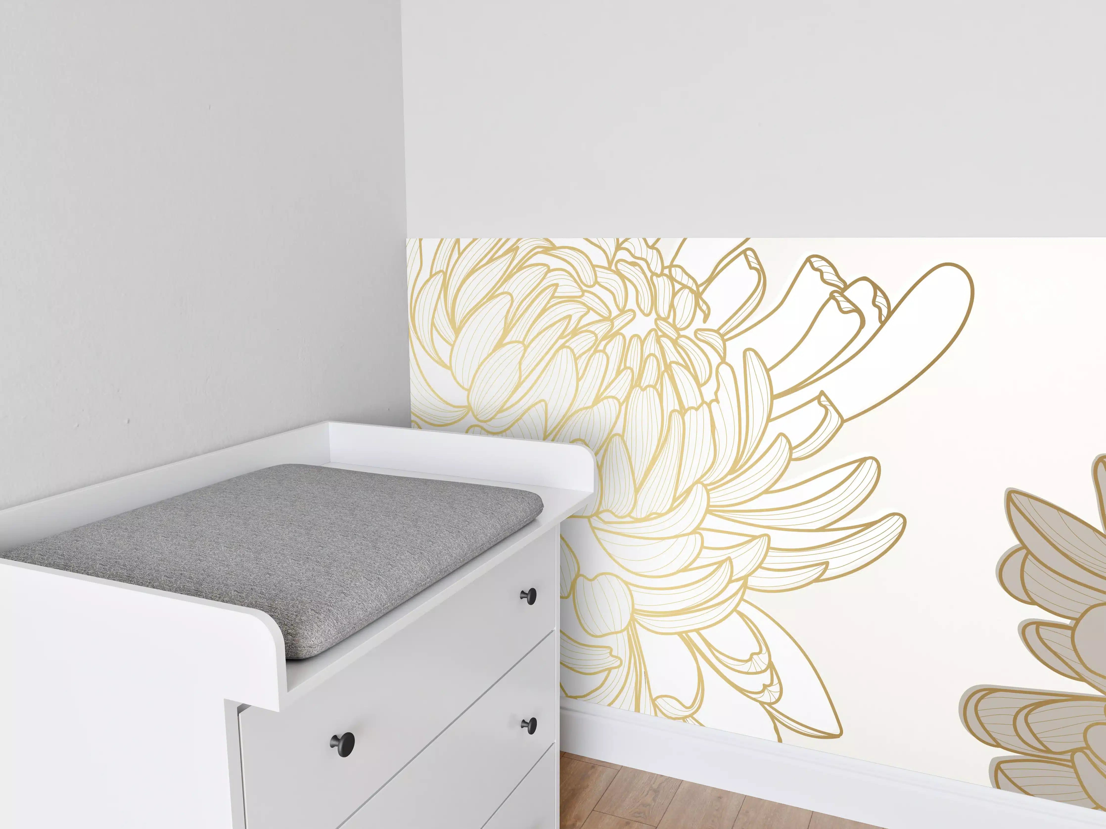 Babyzimmer Wandgestaltung - Chic Cream Floral Illustration