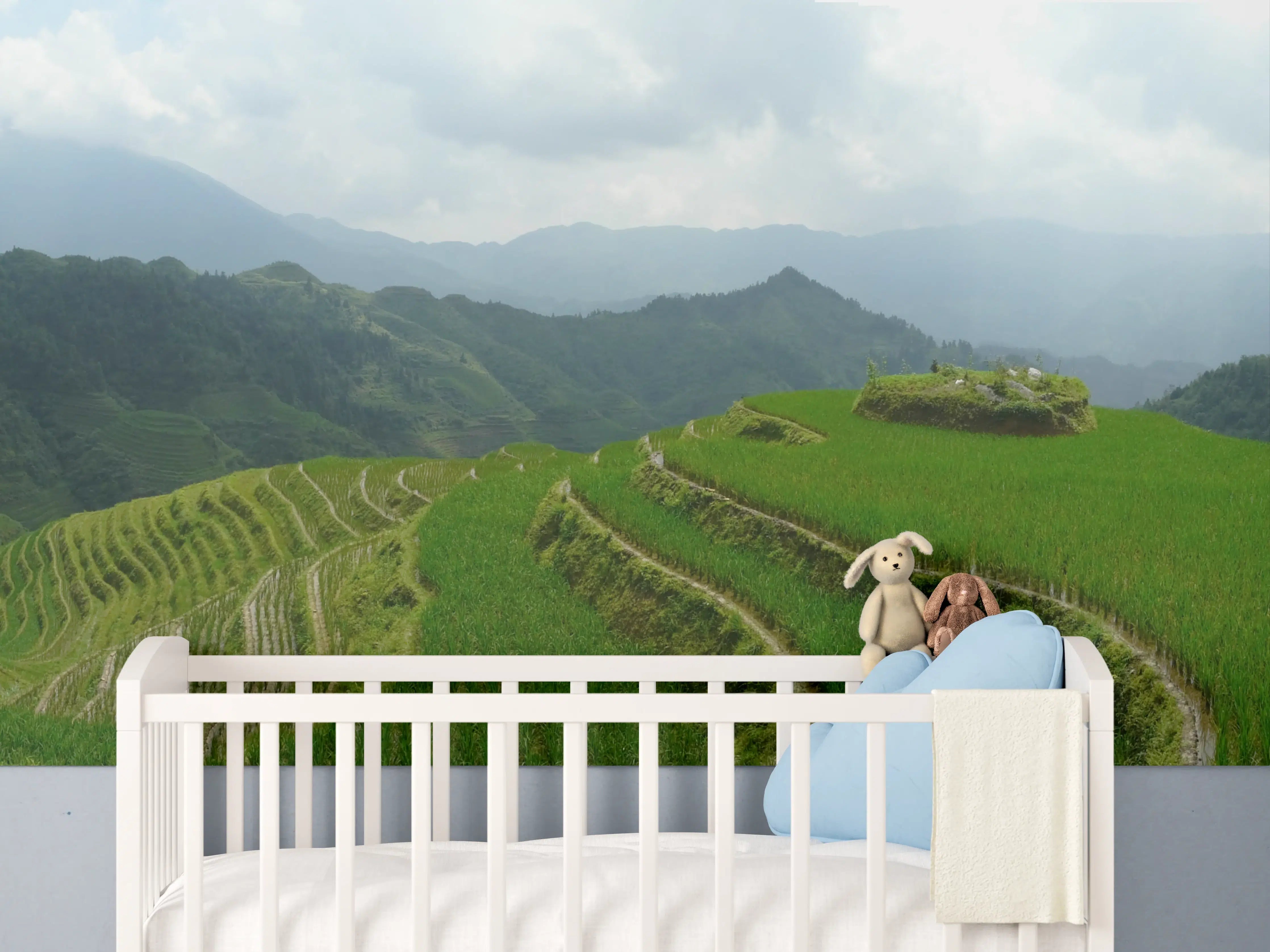 Babyzimmer Wandgestaltung - Chinesische Reisfelder auf den Bergen
