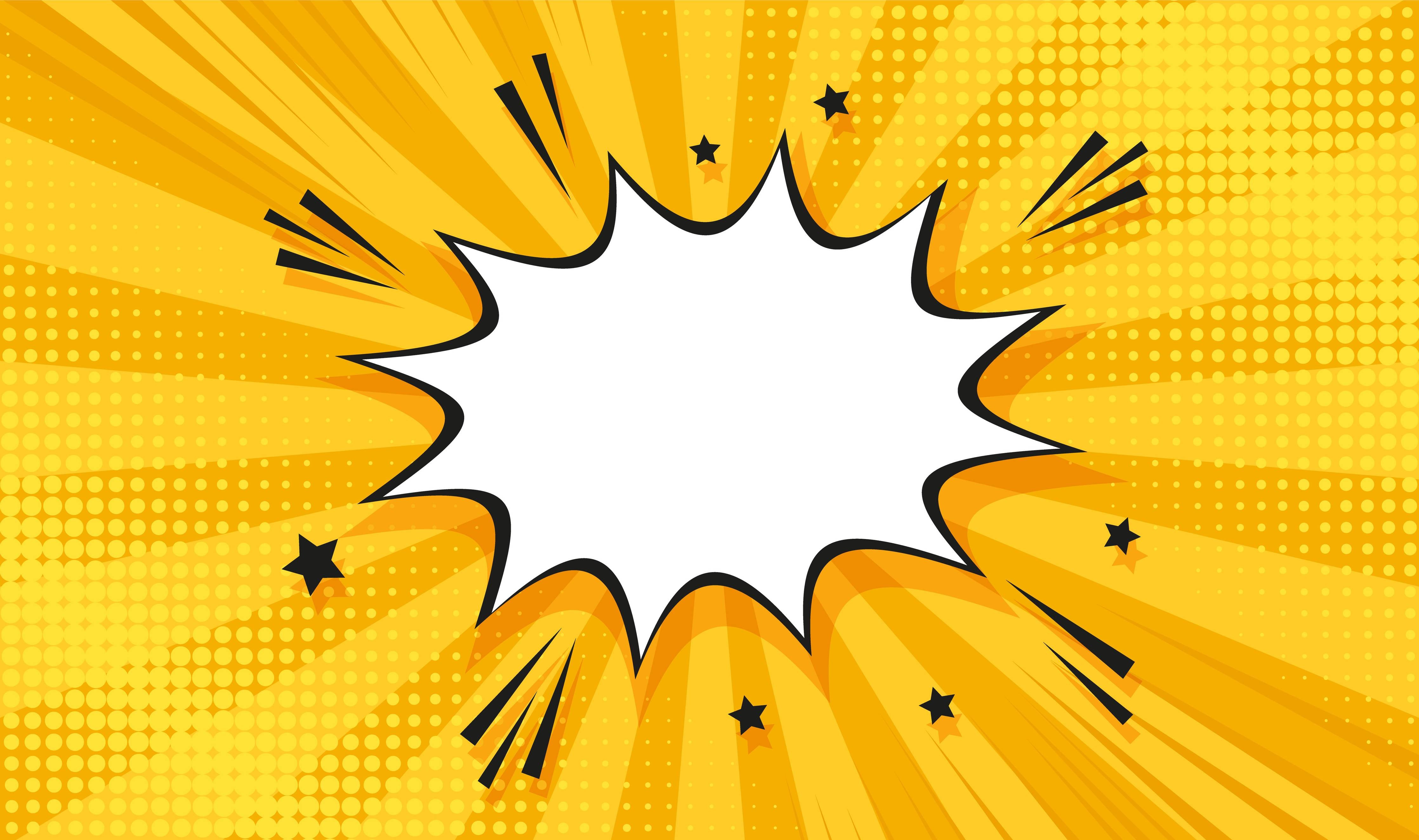 Babyzimmer Wandgestaltung-Comic-Explosion mit gelbem Hintergrund