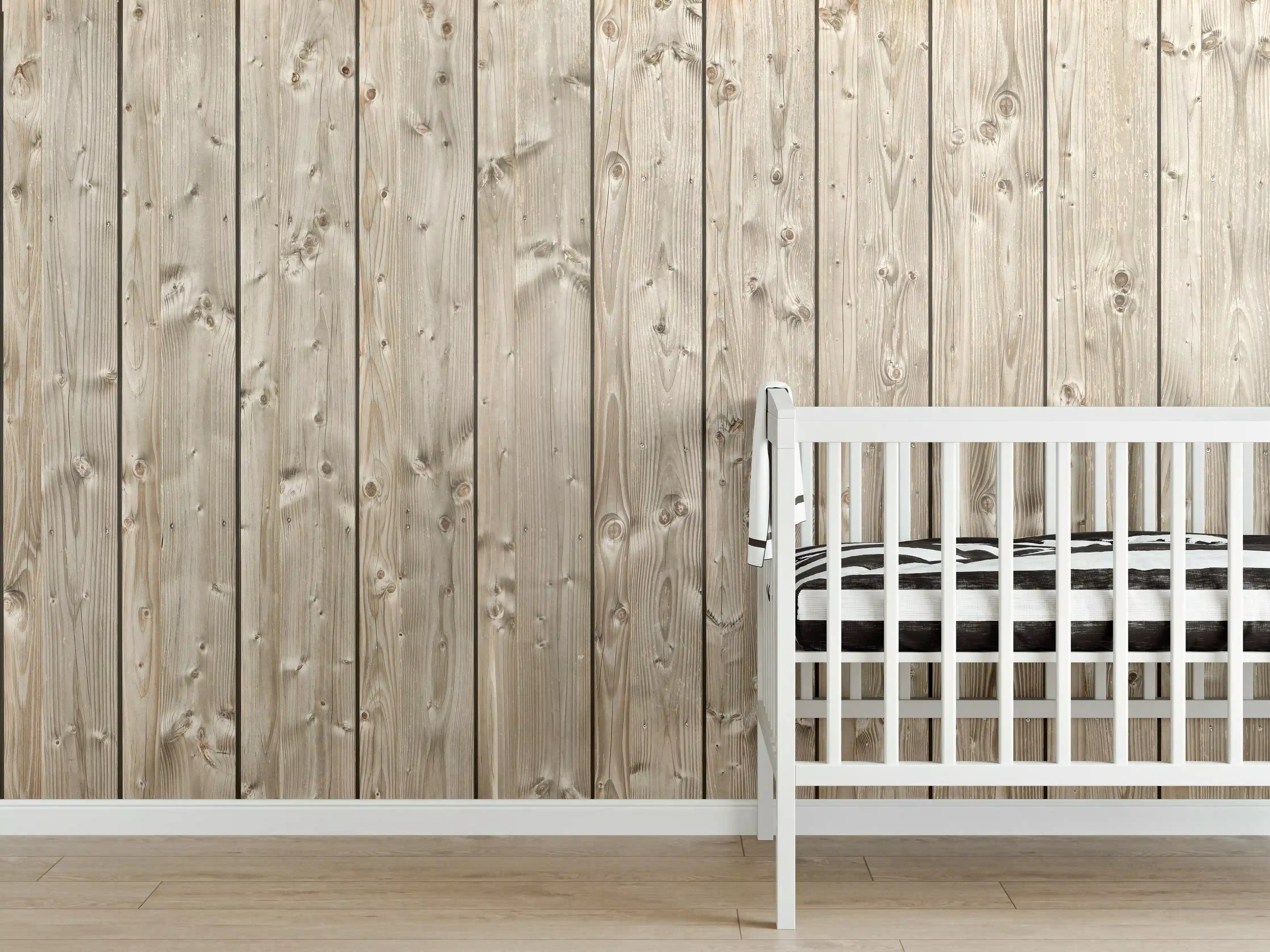 Babyzimmer Wandgestaltung - Dekorative Holztextur