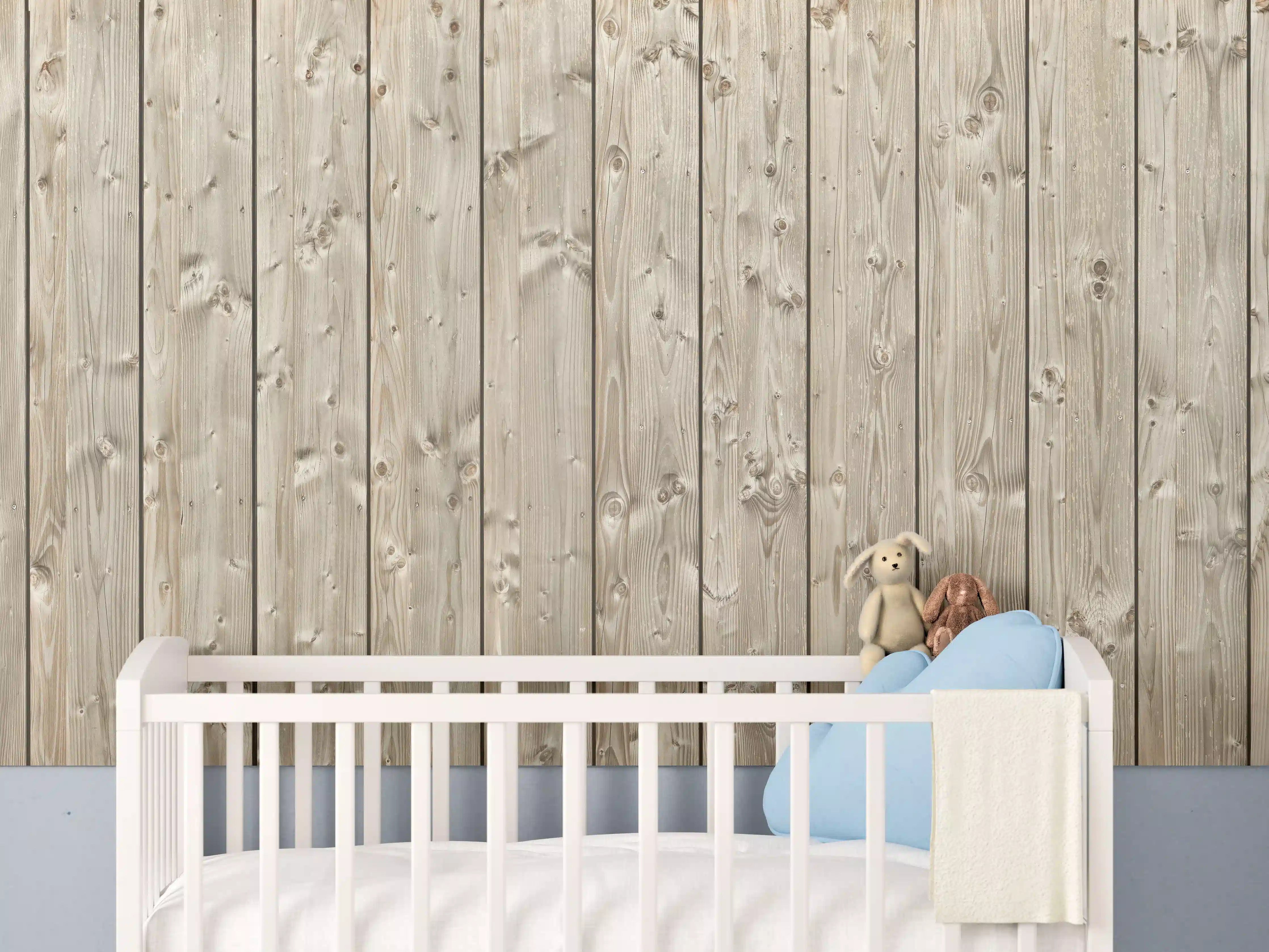 Babyzimmer Wandgestaltung - Dekorative Holztextur