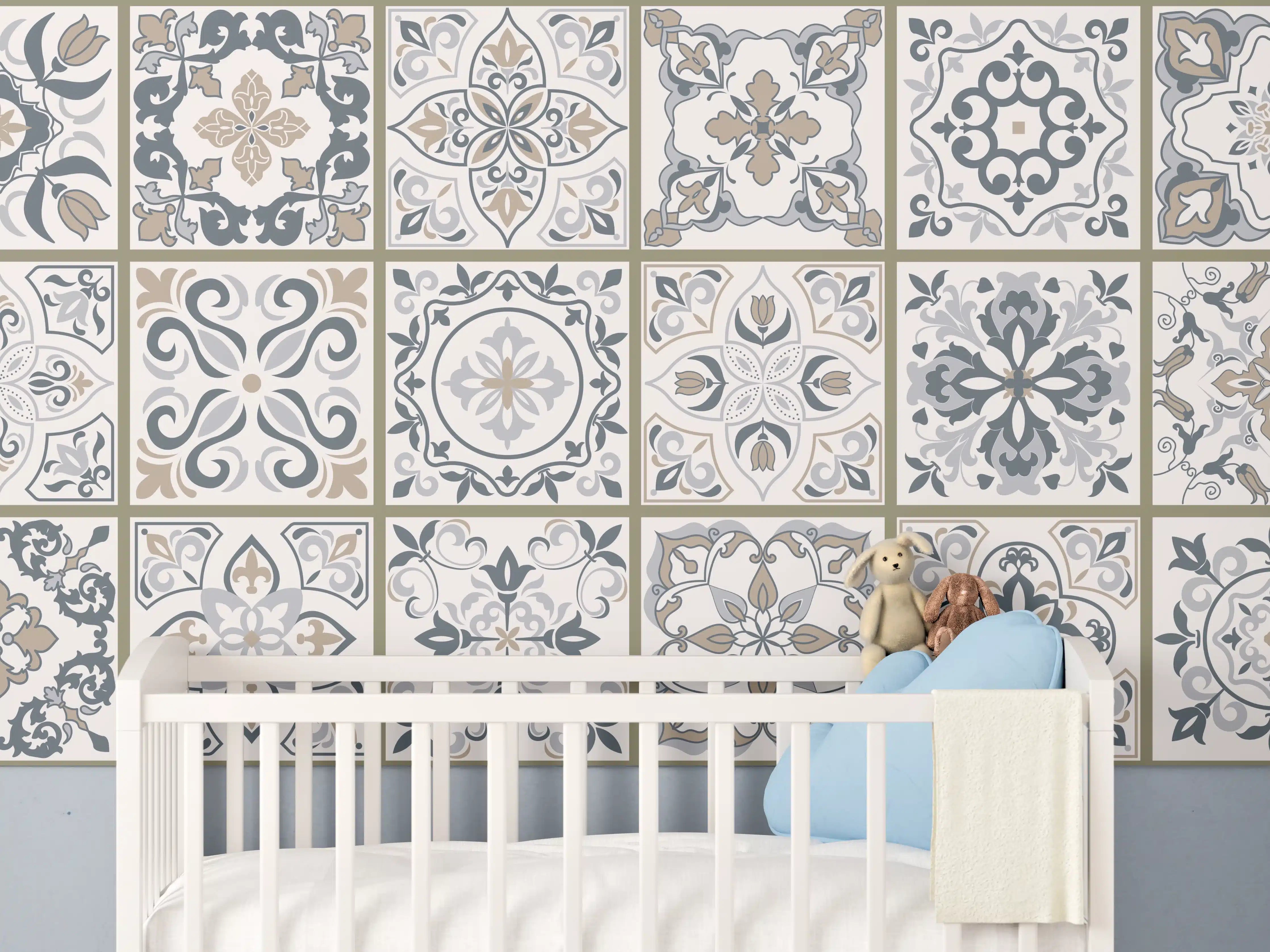 Babyzimmer Wandgestaltung - Dekorative Musterfliesen