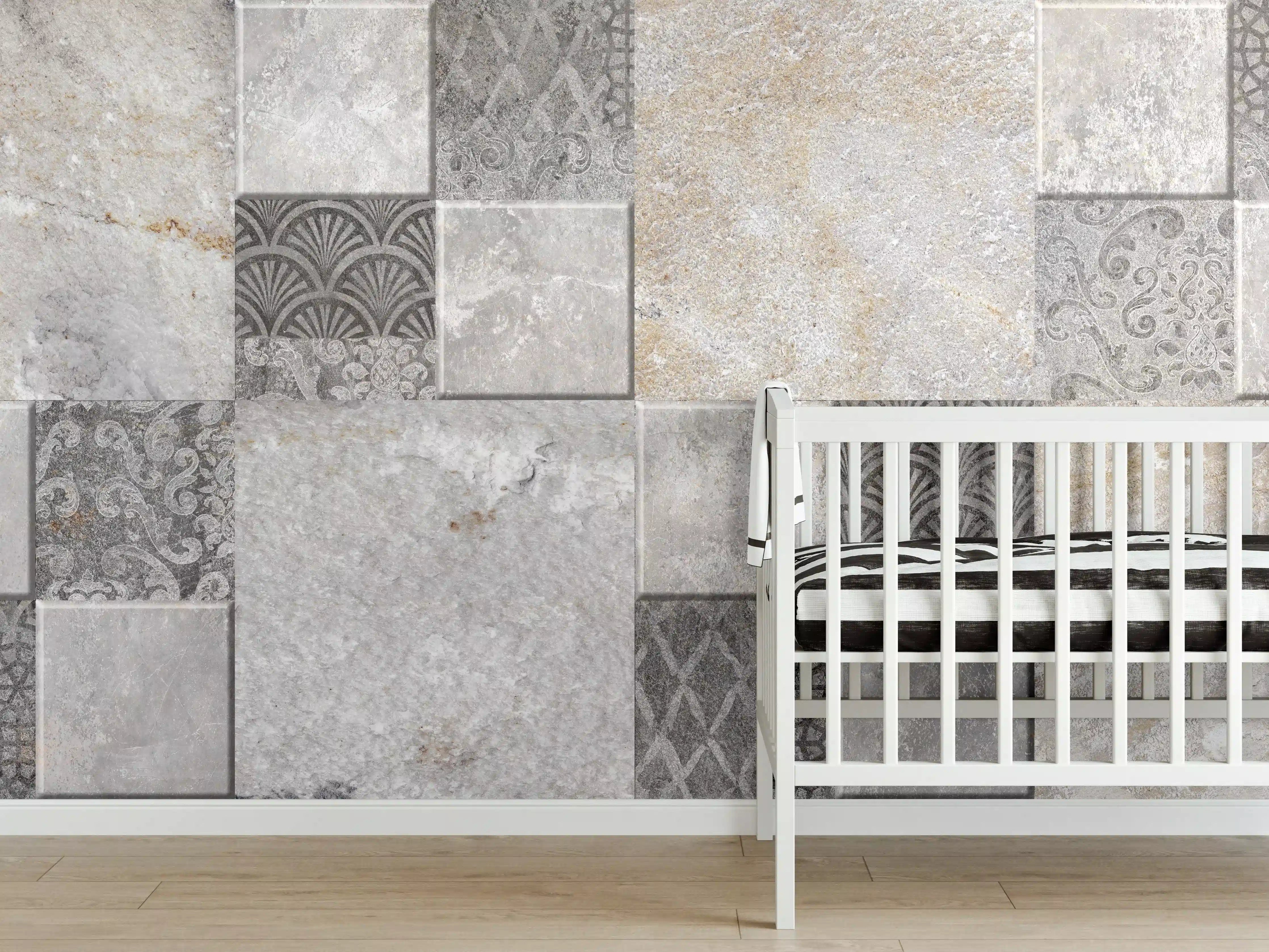 Babyzimmer Wandgestaltung - Dekorativer Steinmosaik