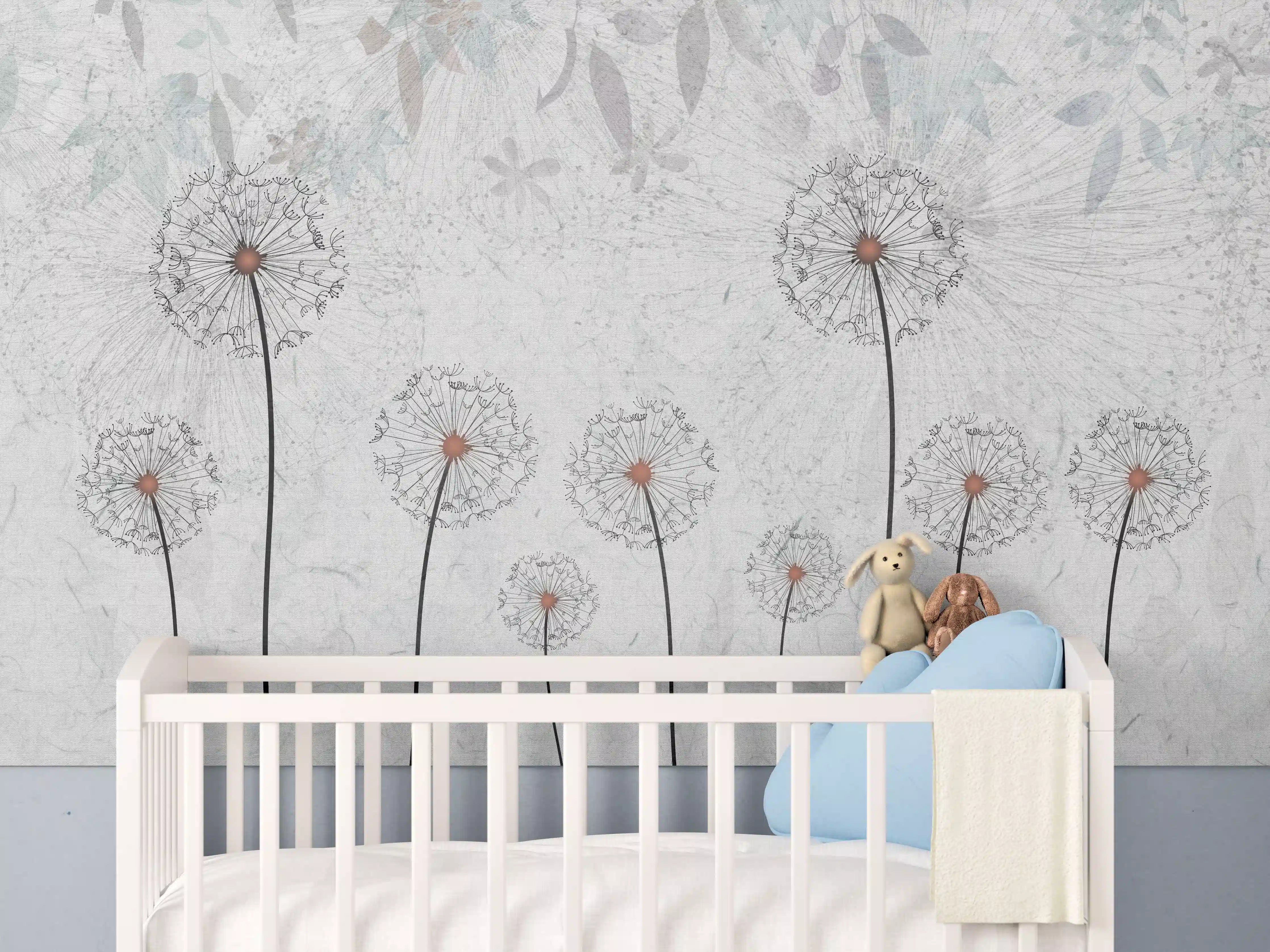 Babyzimmer Wandgestaltung - Dekoratives Löwenzahn Gemälde