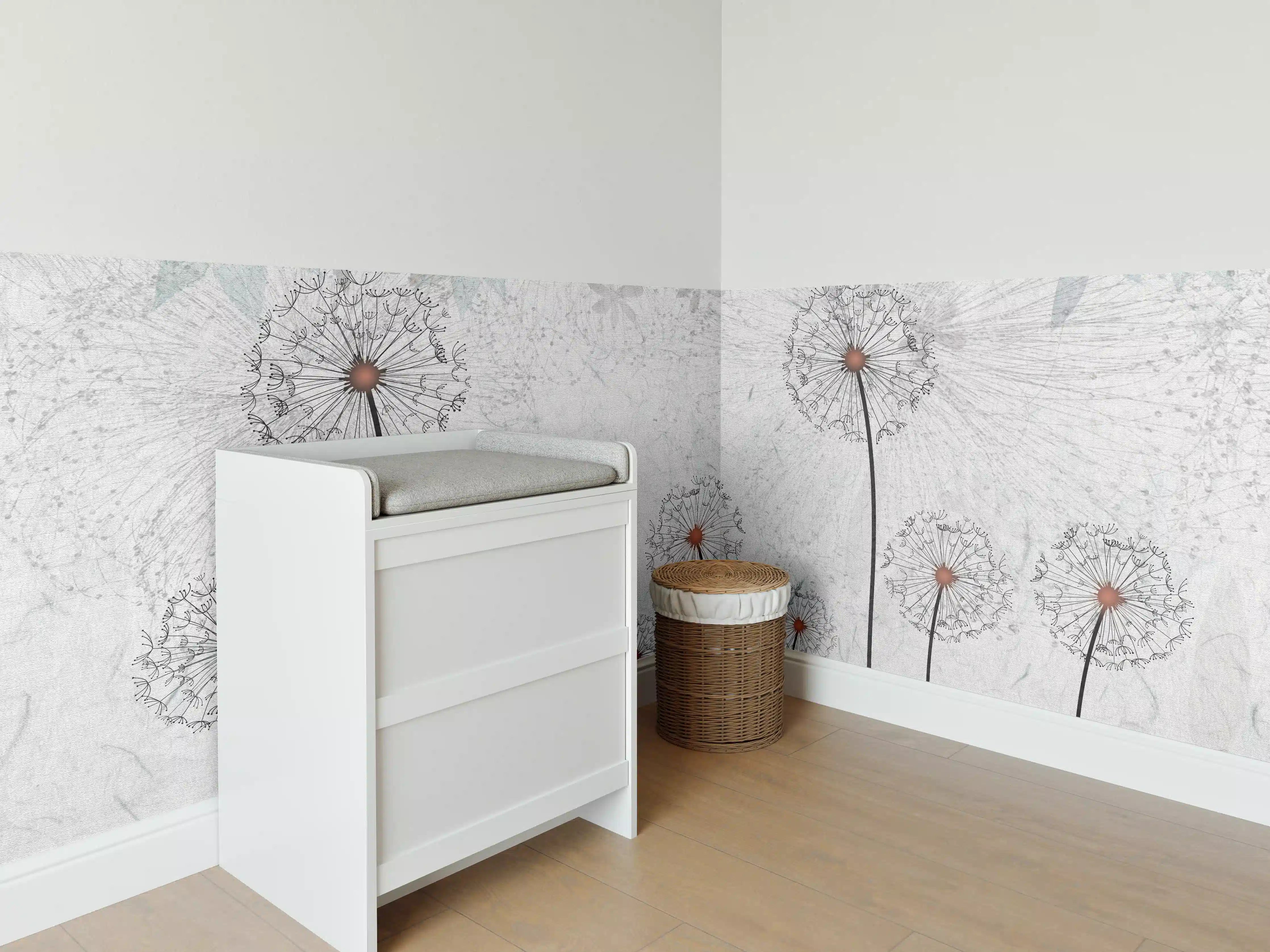 Babyzimmer Wandgestaltung - Dekoratives Löwenzahn Gemälde