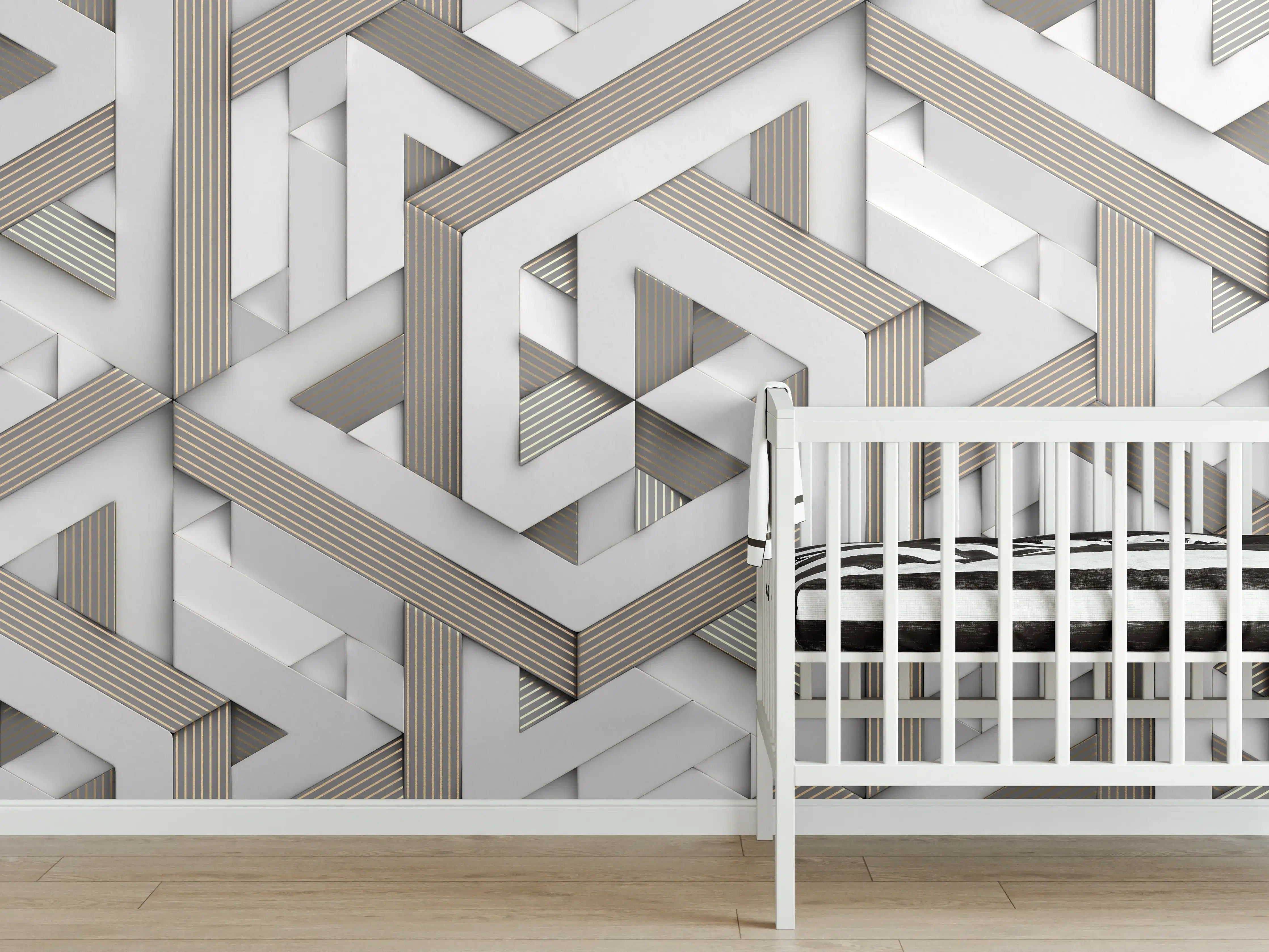 Babyzimmer Wandgestaltung - Dekoratives Mosaik Muster - 3D