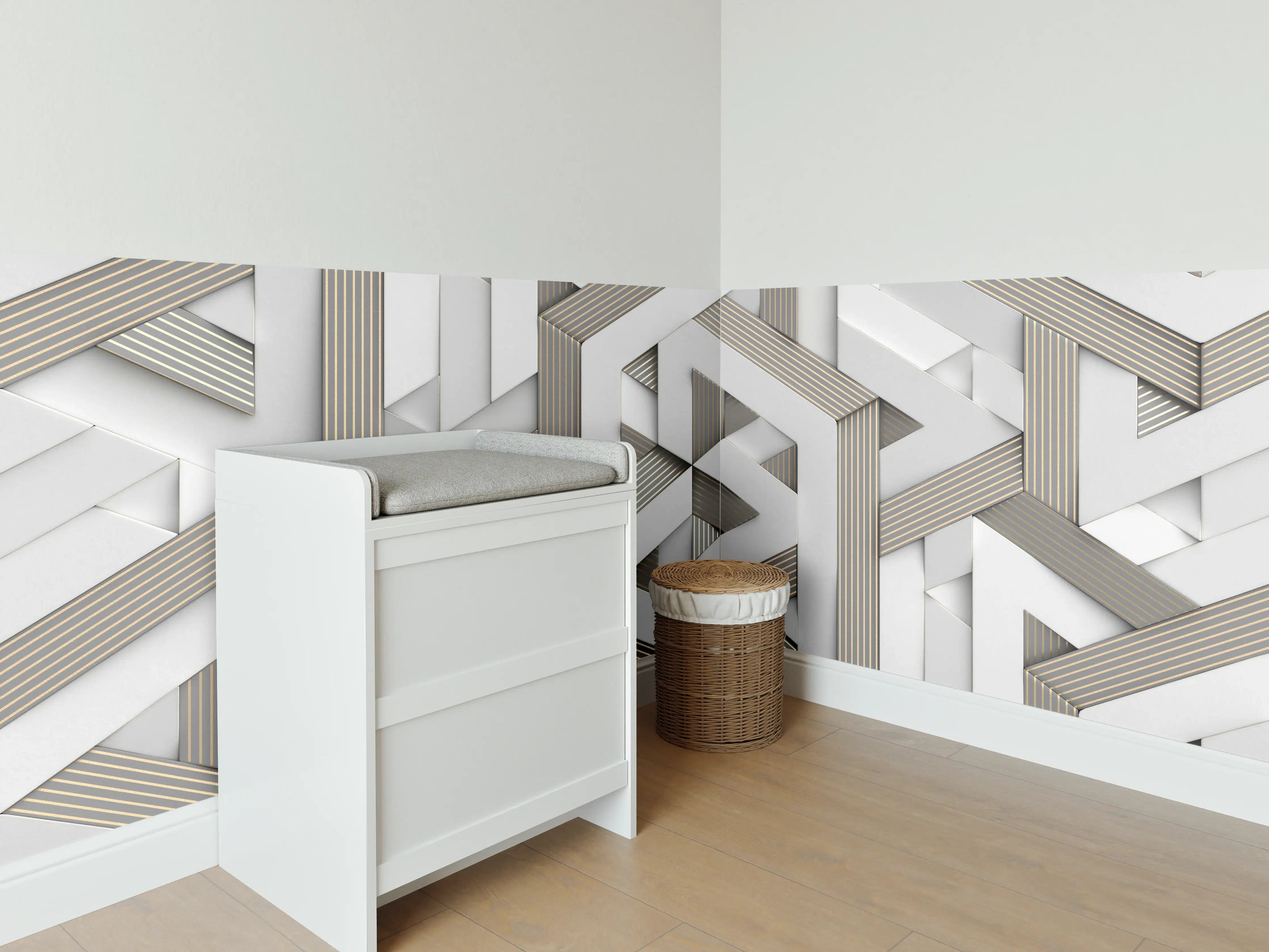 Babyzimmer Wandgestaltung - Dekoratives Mosaik Muster - 3D