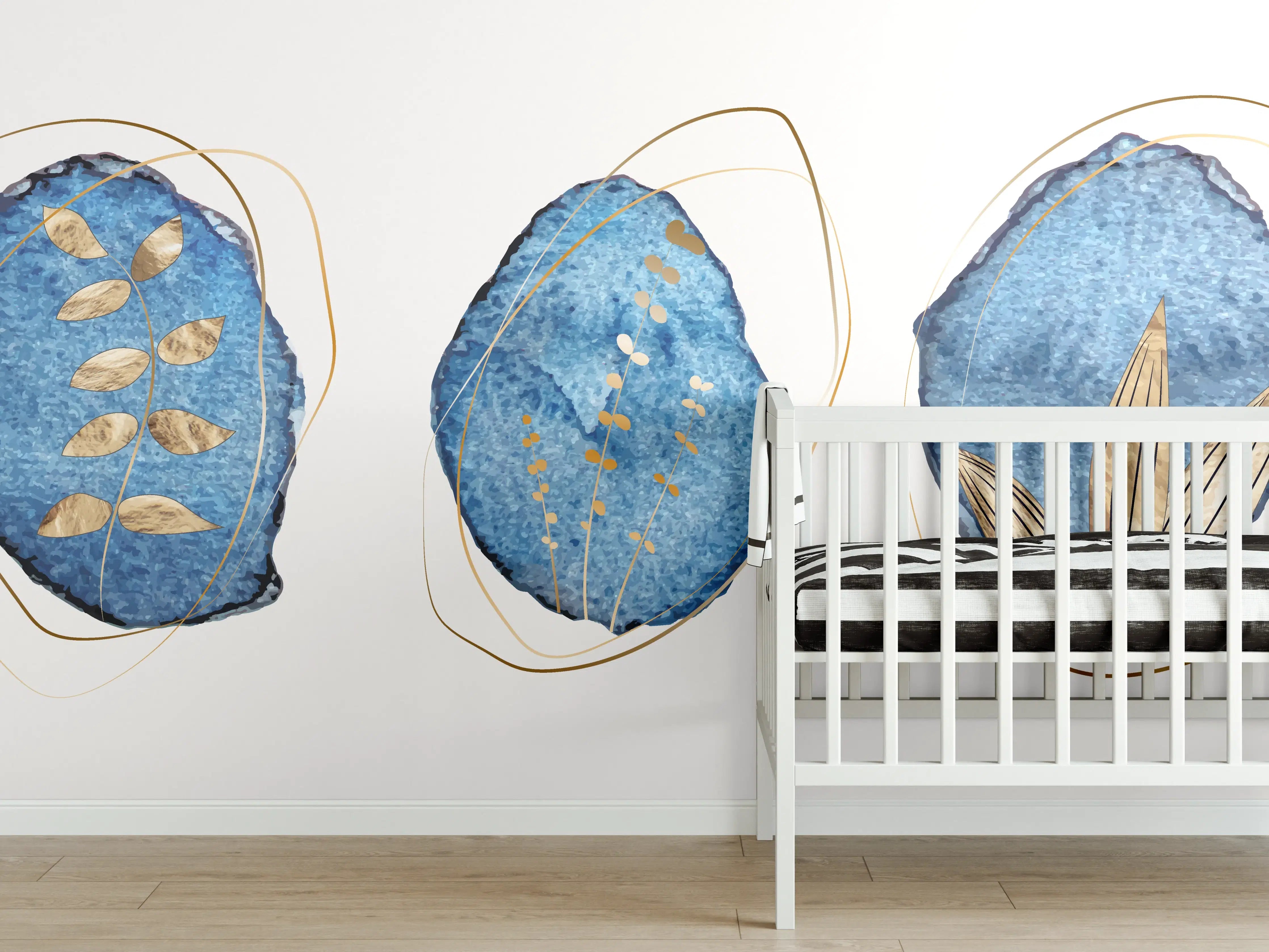 Babyzimmer Wandgestaltung - Denim Blau Naturmotiv Kunstdruck