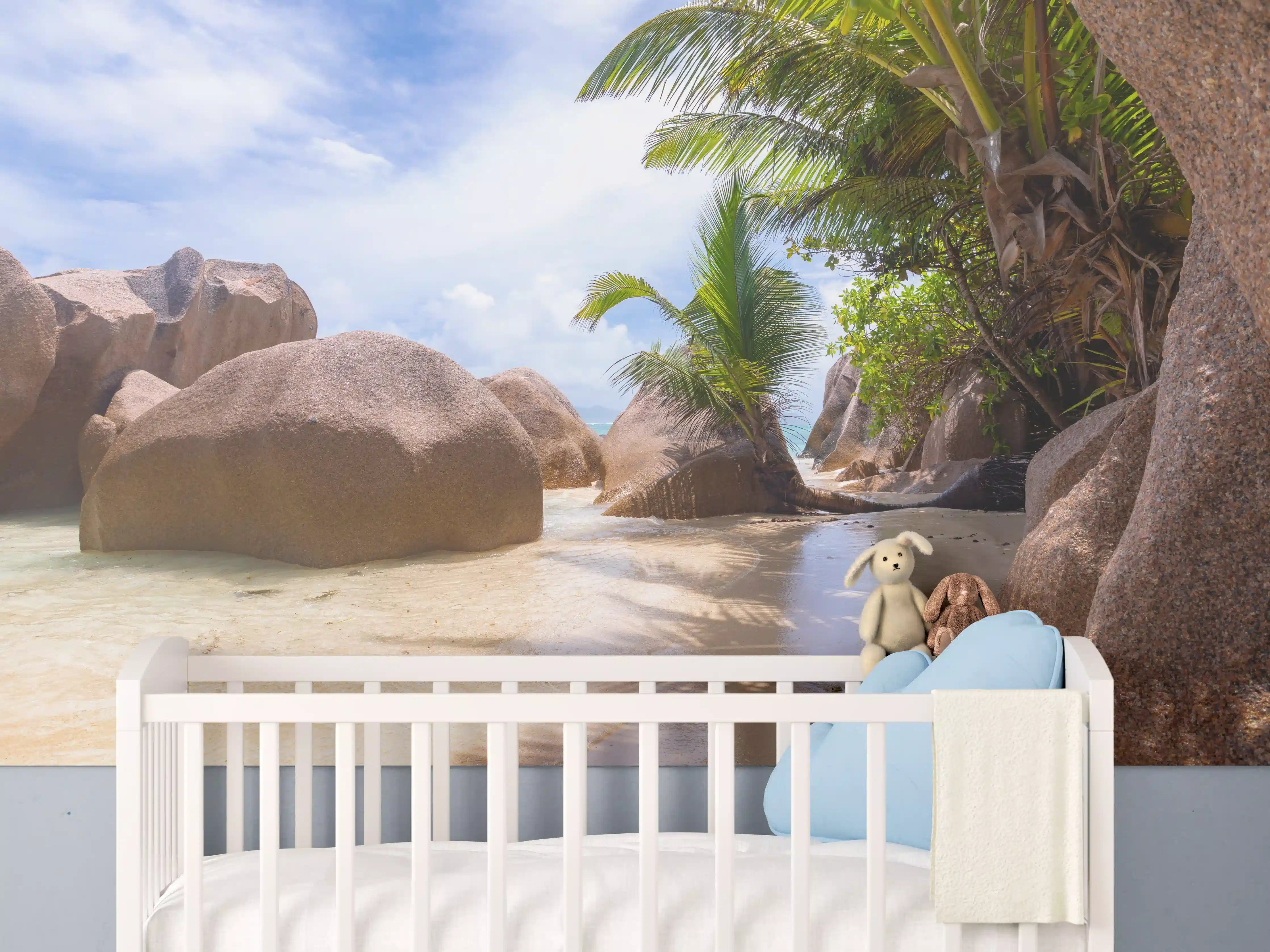 Babyzimmer Wandgestaltung - Der Traumstrand - Anse Source d Argent