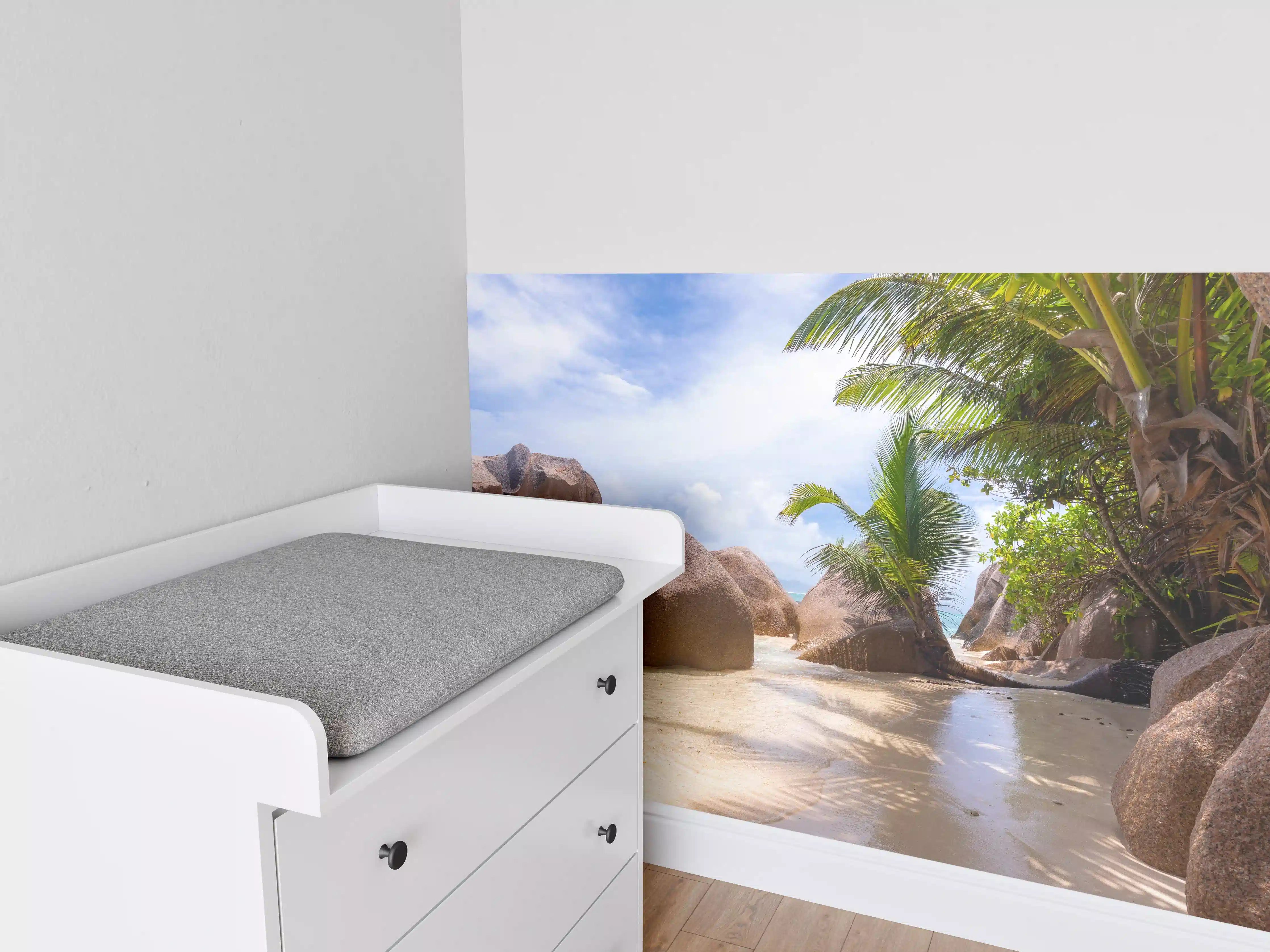 Babyzimmer Wandgestaltung - Der Traumstrand - Anse Source d Argent