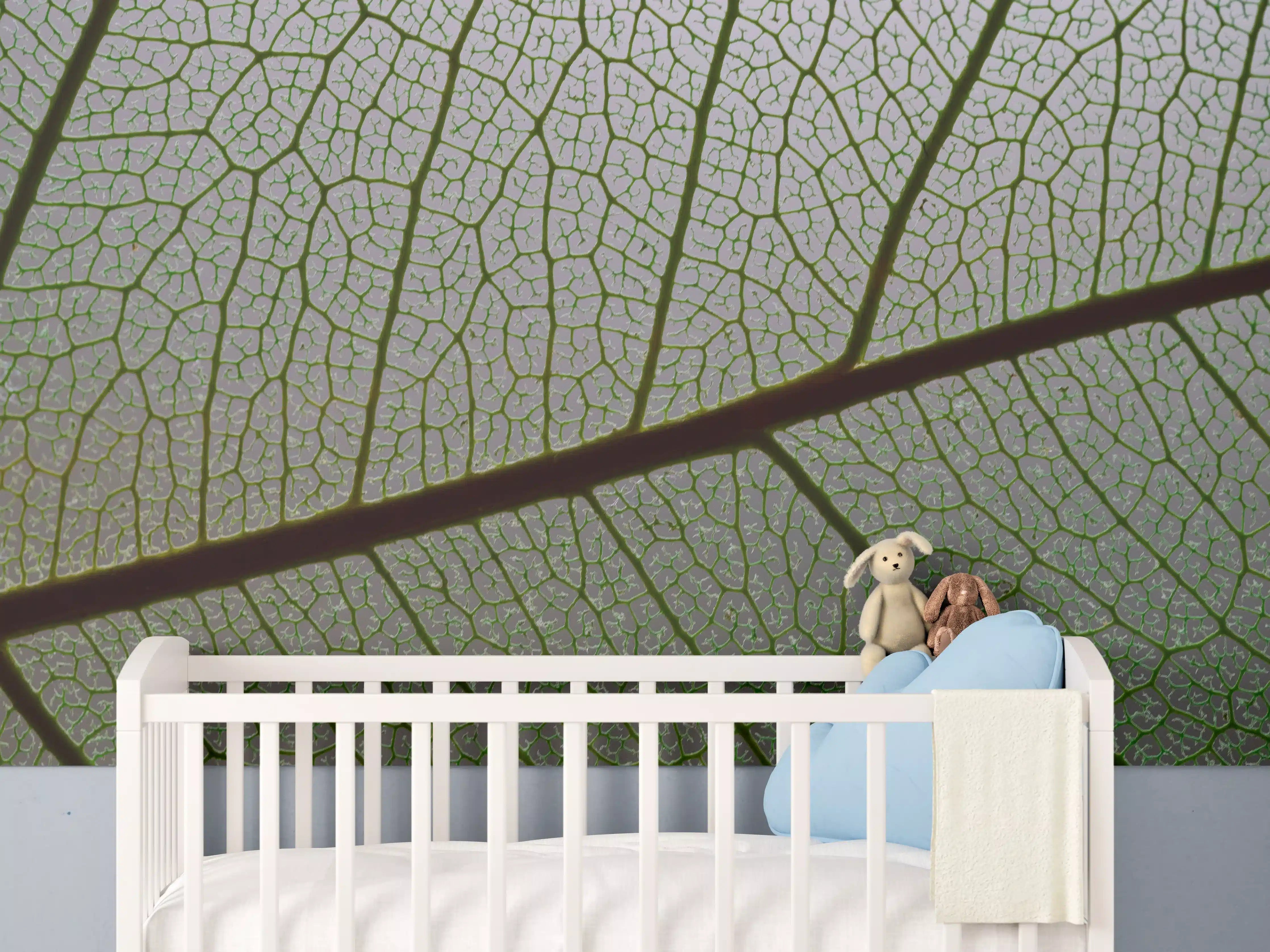 Babyzimmer Wandgestaltung - Detailaufnahme einer Blattstruktur