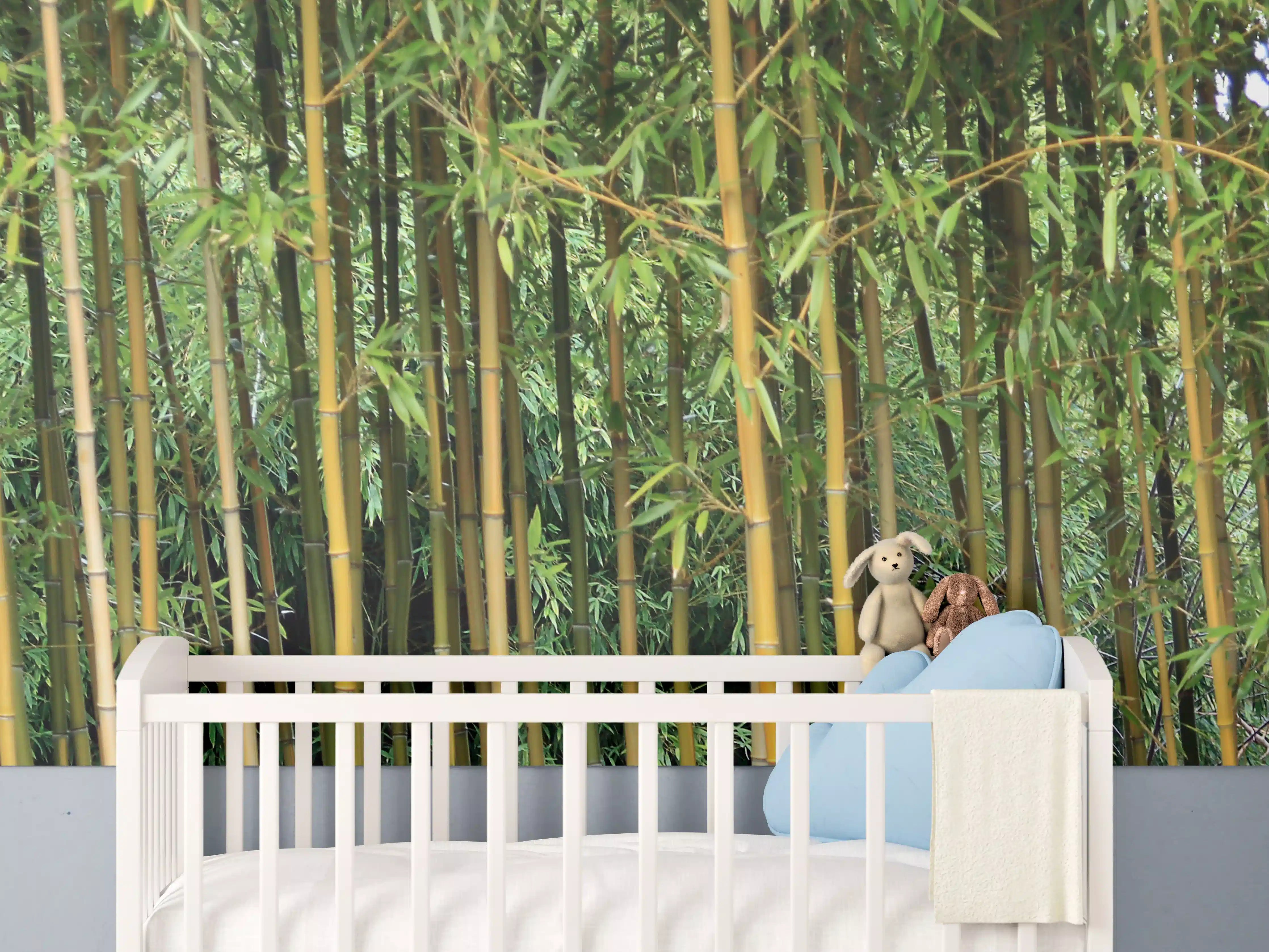 Babyzimmer Wandgestaltung - Dichte Bambuswälder mit grünen Stängeln