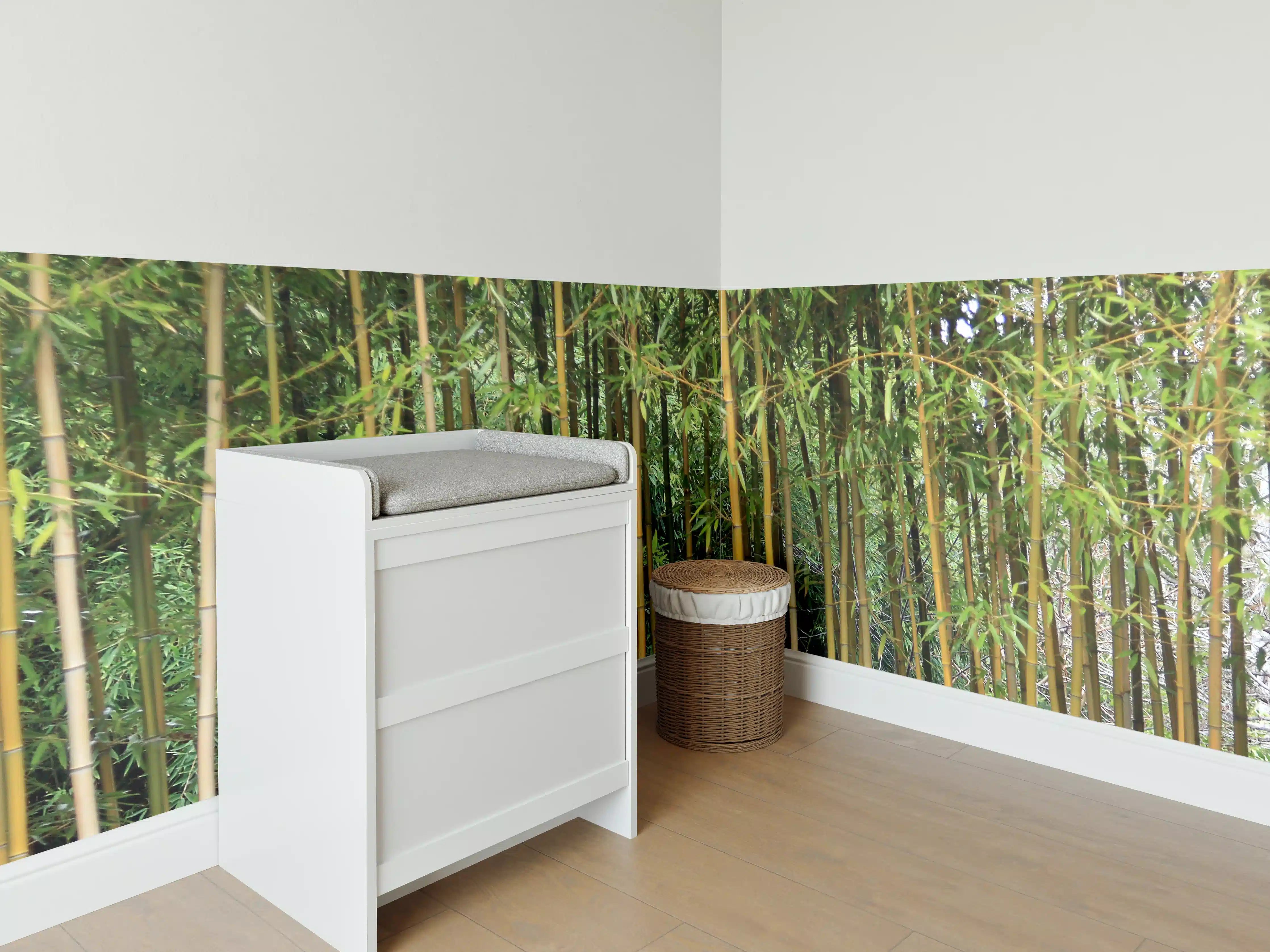 Babyzimmer Wandgestaltung - Dichte Bambuswälder mit grünen Stängeln