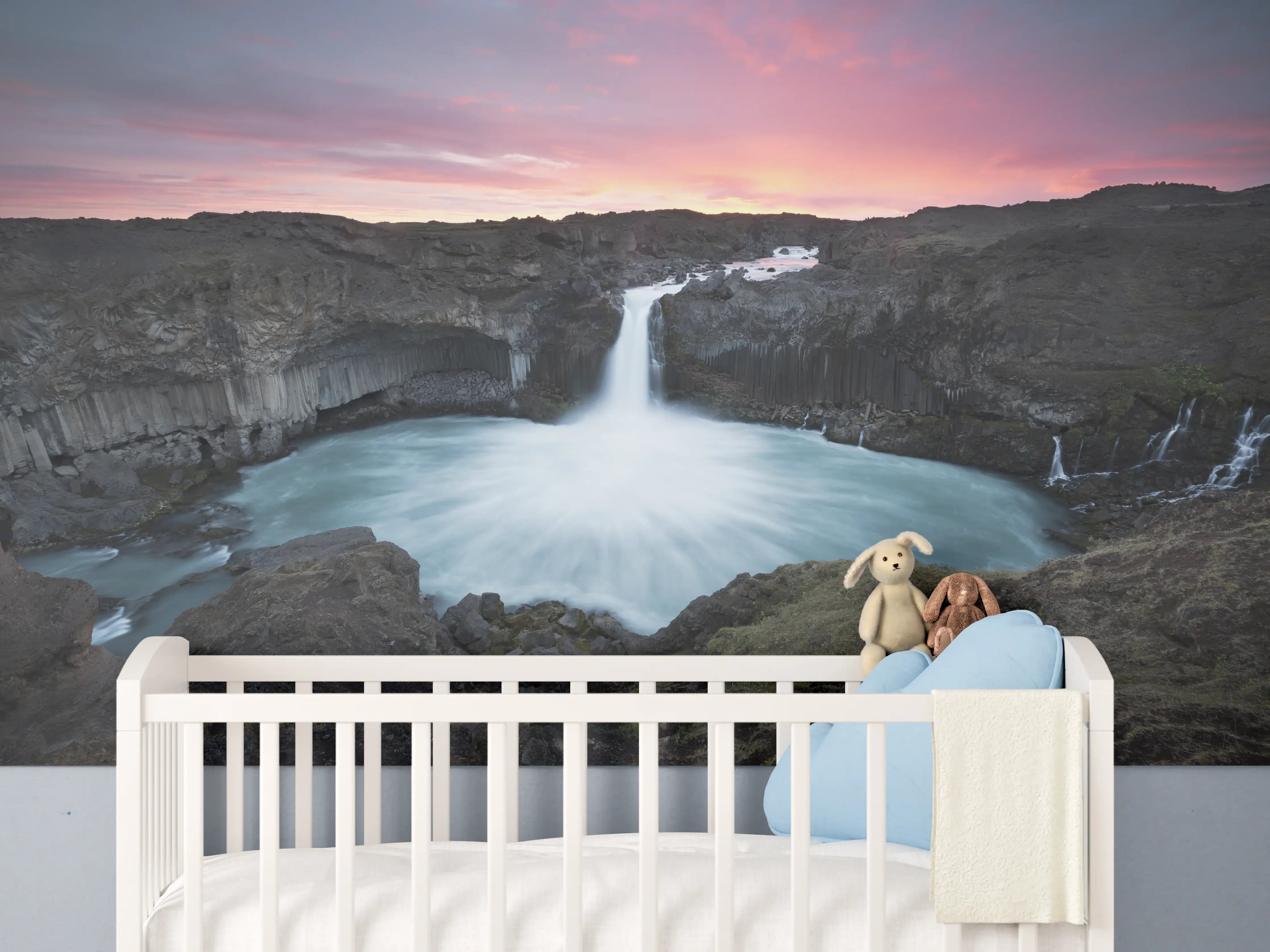 Babyzimmer Wandgestaltung - Dramatischer Wasserfall Island