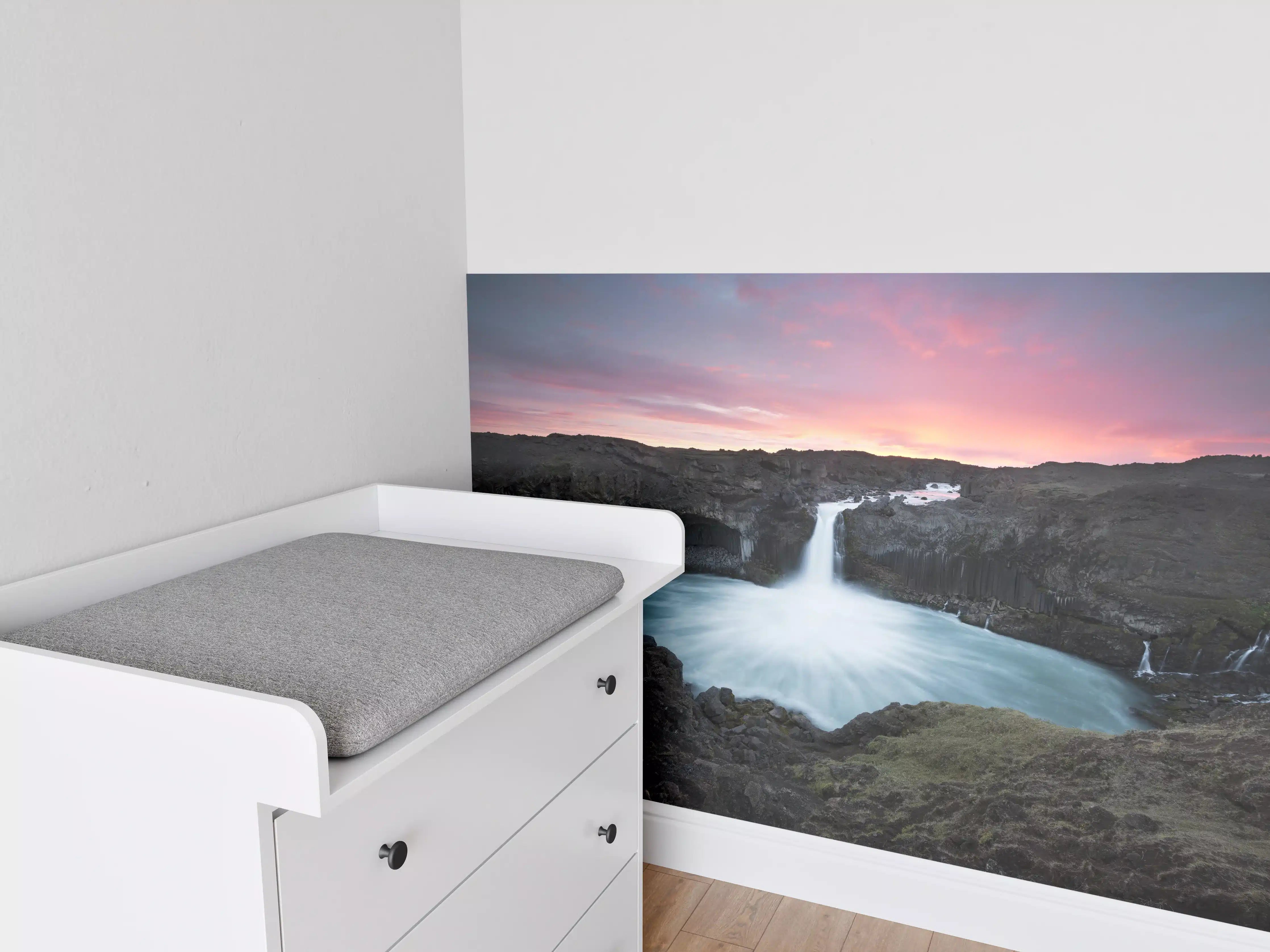 Babyzimmer Wandgestaltung - Dramatischer Wasserfall Island