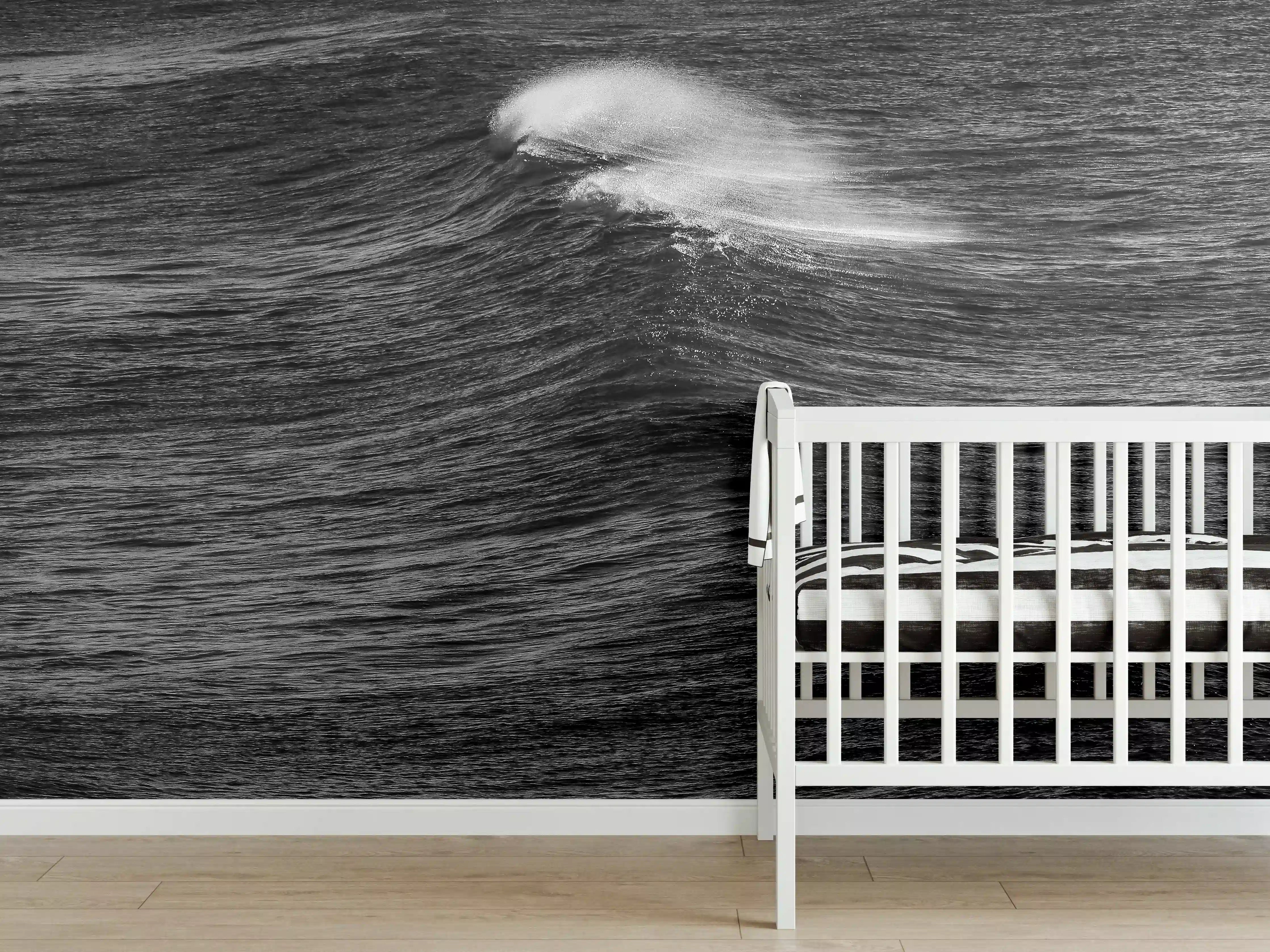 Babyzimmer Wandgestaltung - Dramatisches Meer in Schwarzweiß