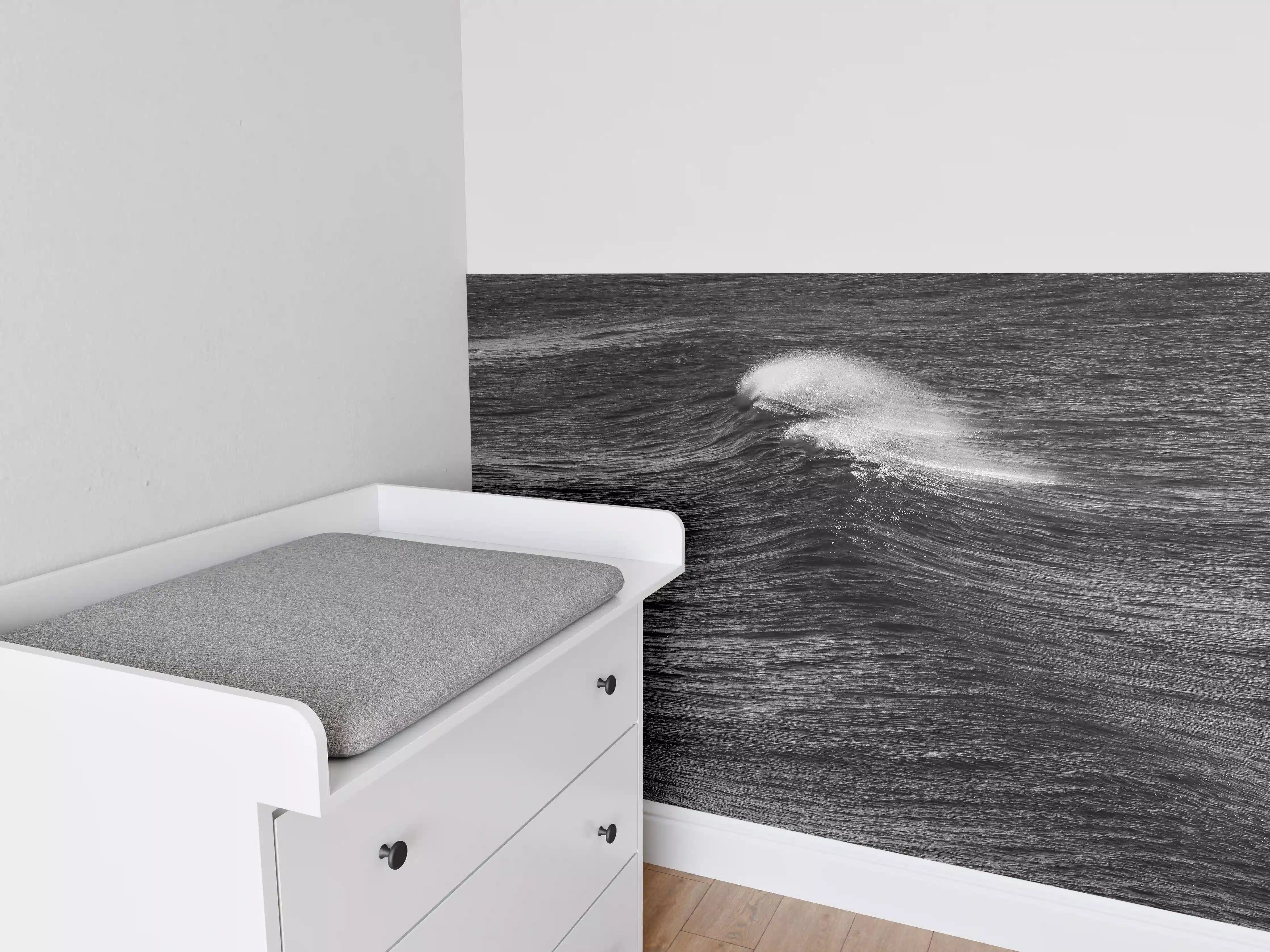 Babyzimmer Wandgestaltung - Dramatisches Meer in Schwarzweiß