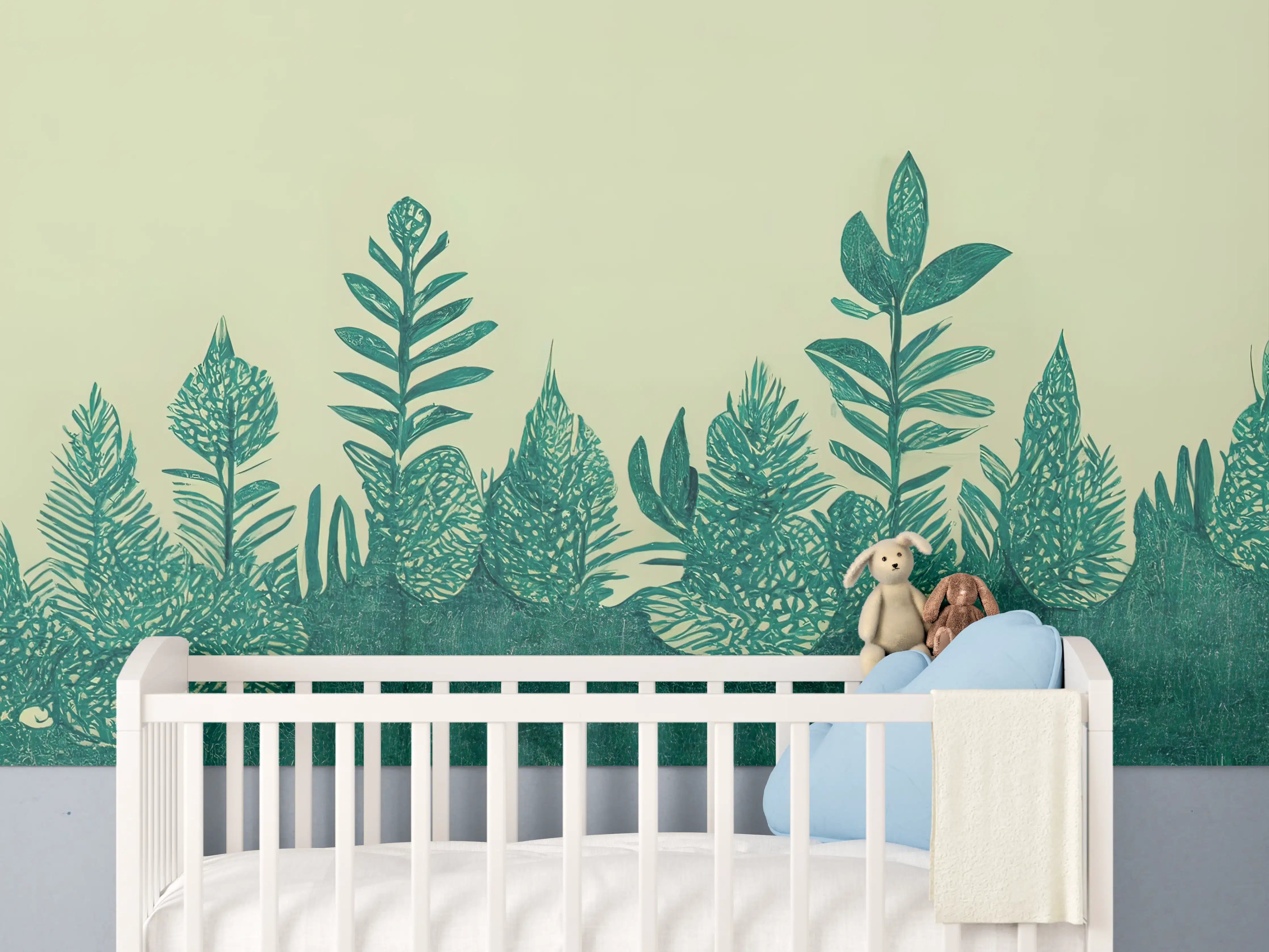 Babyzimmer Wandgestaltung - Dschungel mit üppigem Grün