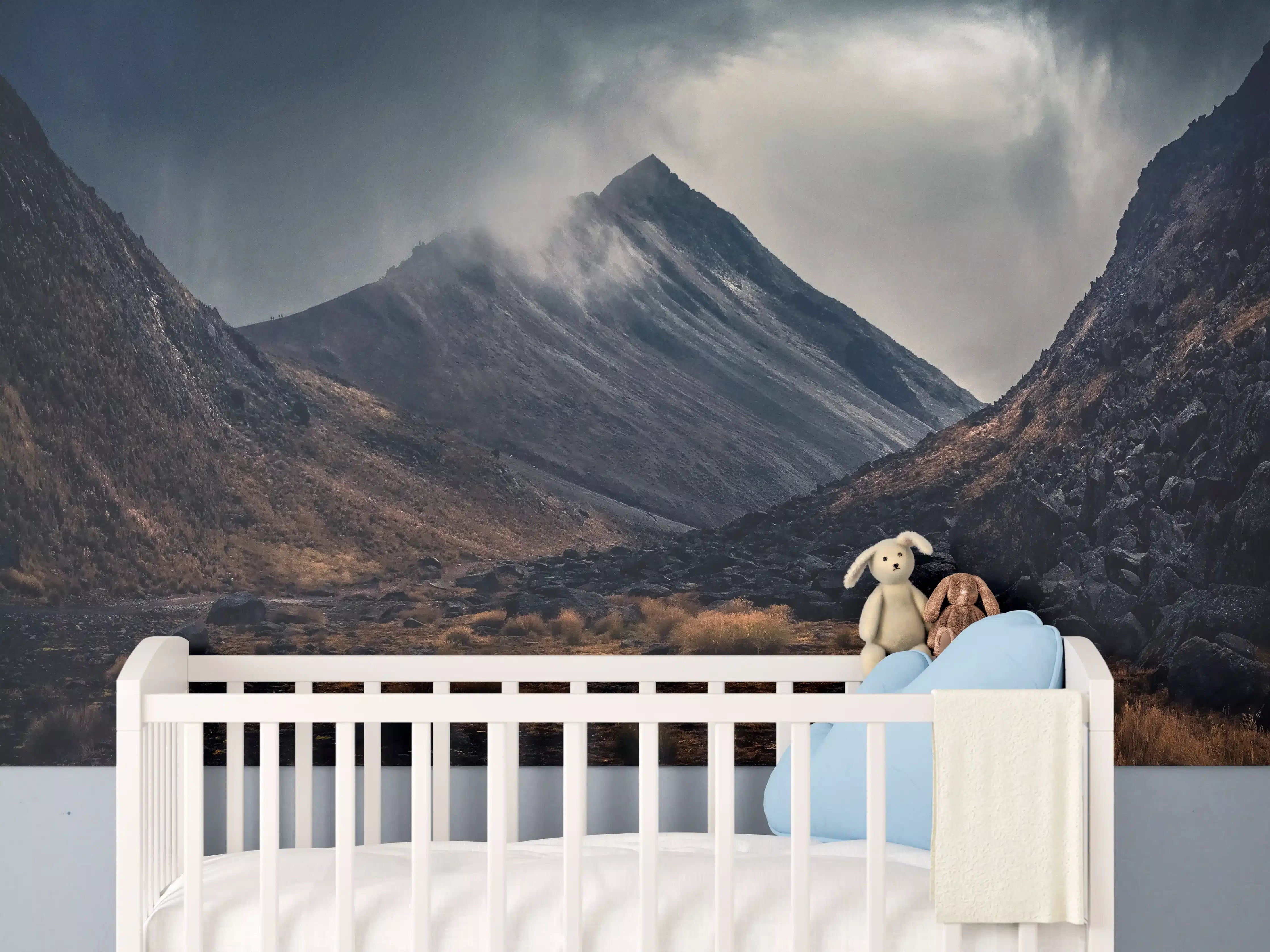 Babyzimmer Wandgestaltung - Düstere Berglandschaft Naturdrama