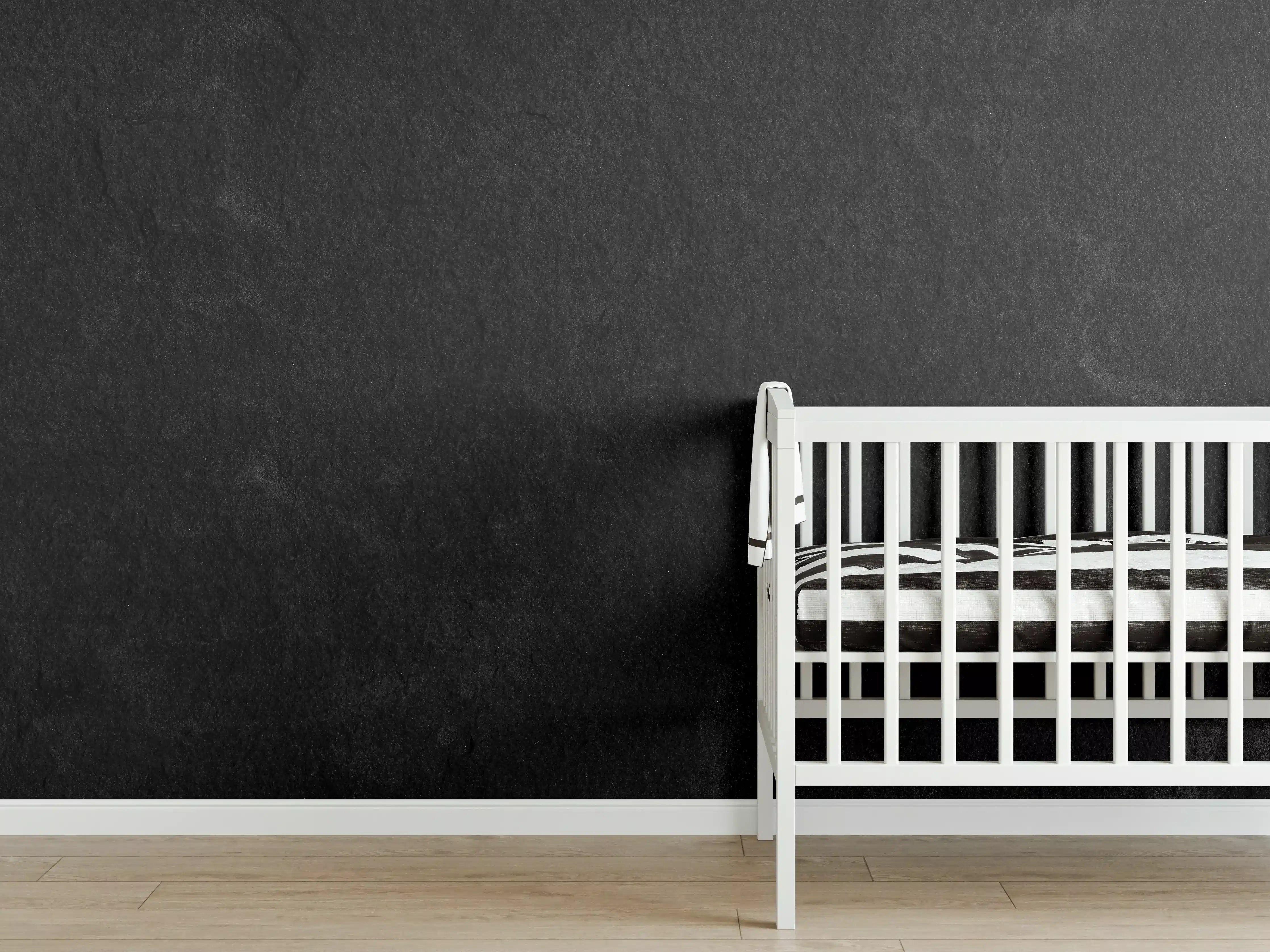 Babyzimmer Wandgestaltung - Dunkel schwarzer Zement