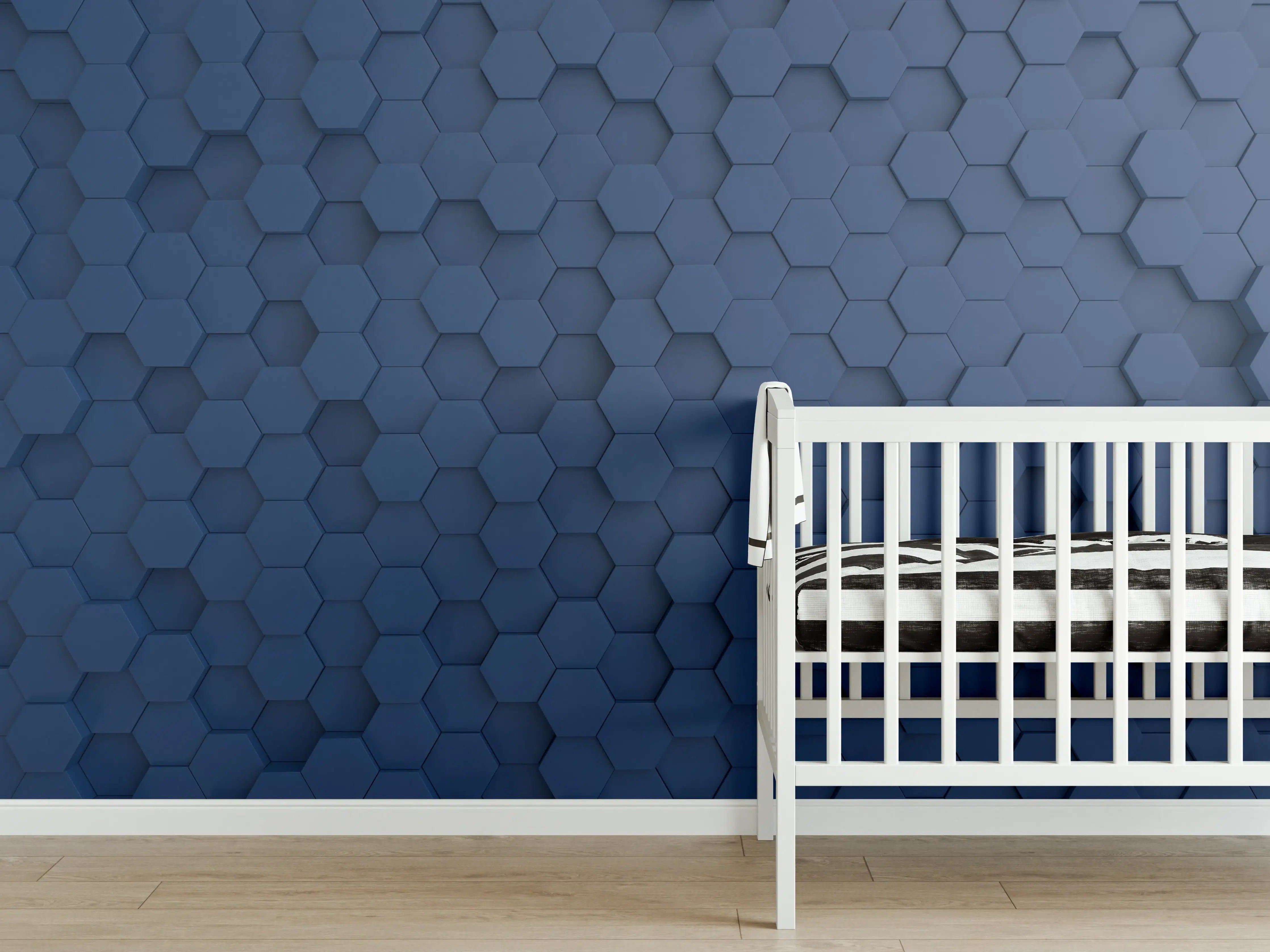 Babyzimmer Wandgestaltung - Dunkelblaue Hexagon Hintergrundstruktur