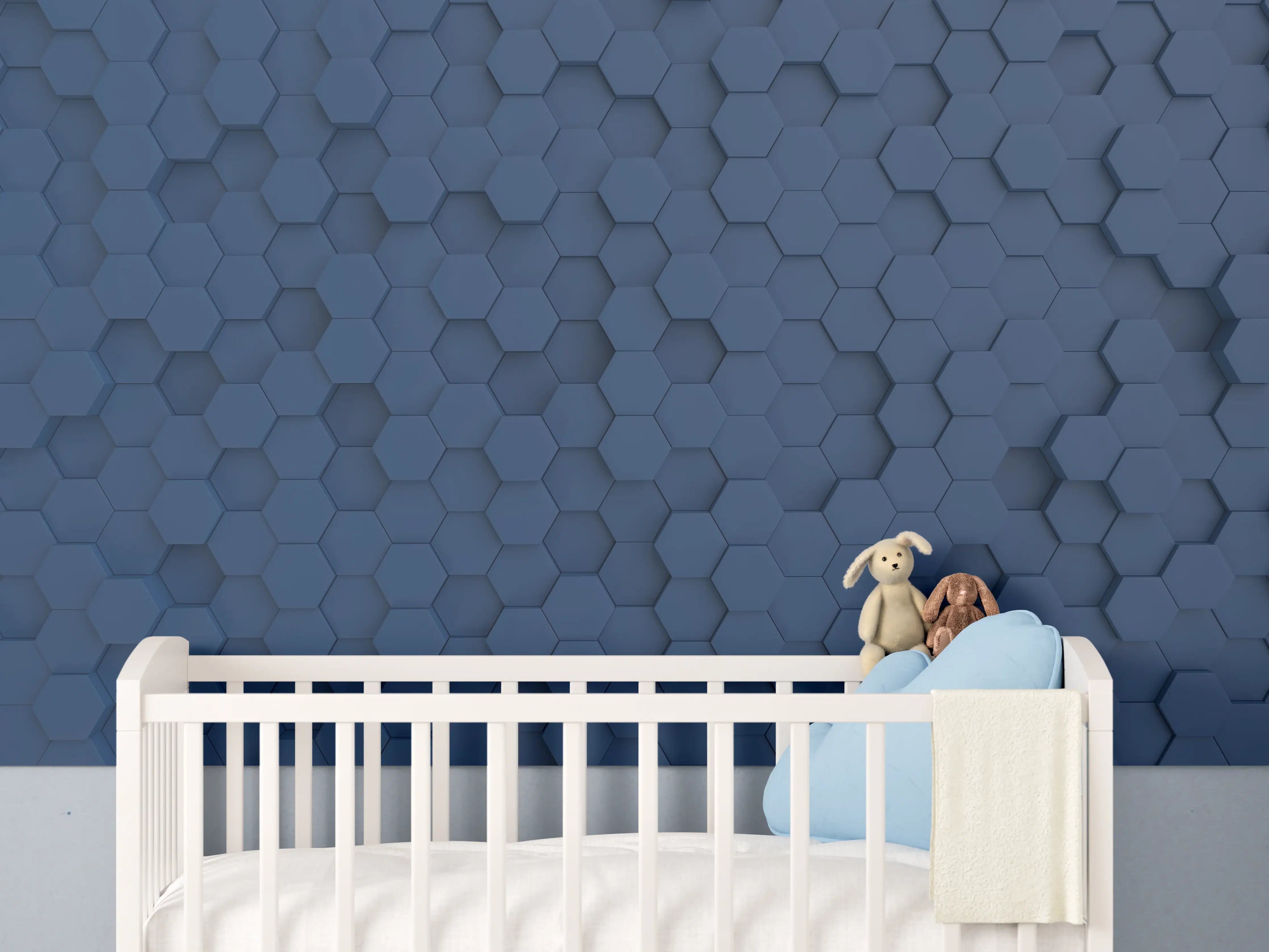 Babyzimmer Wandgestaltung - Dunkelblaue Hexagon Hintergrundstruktur