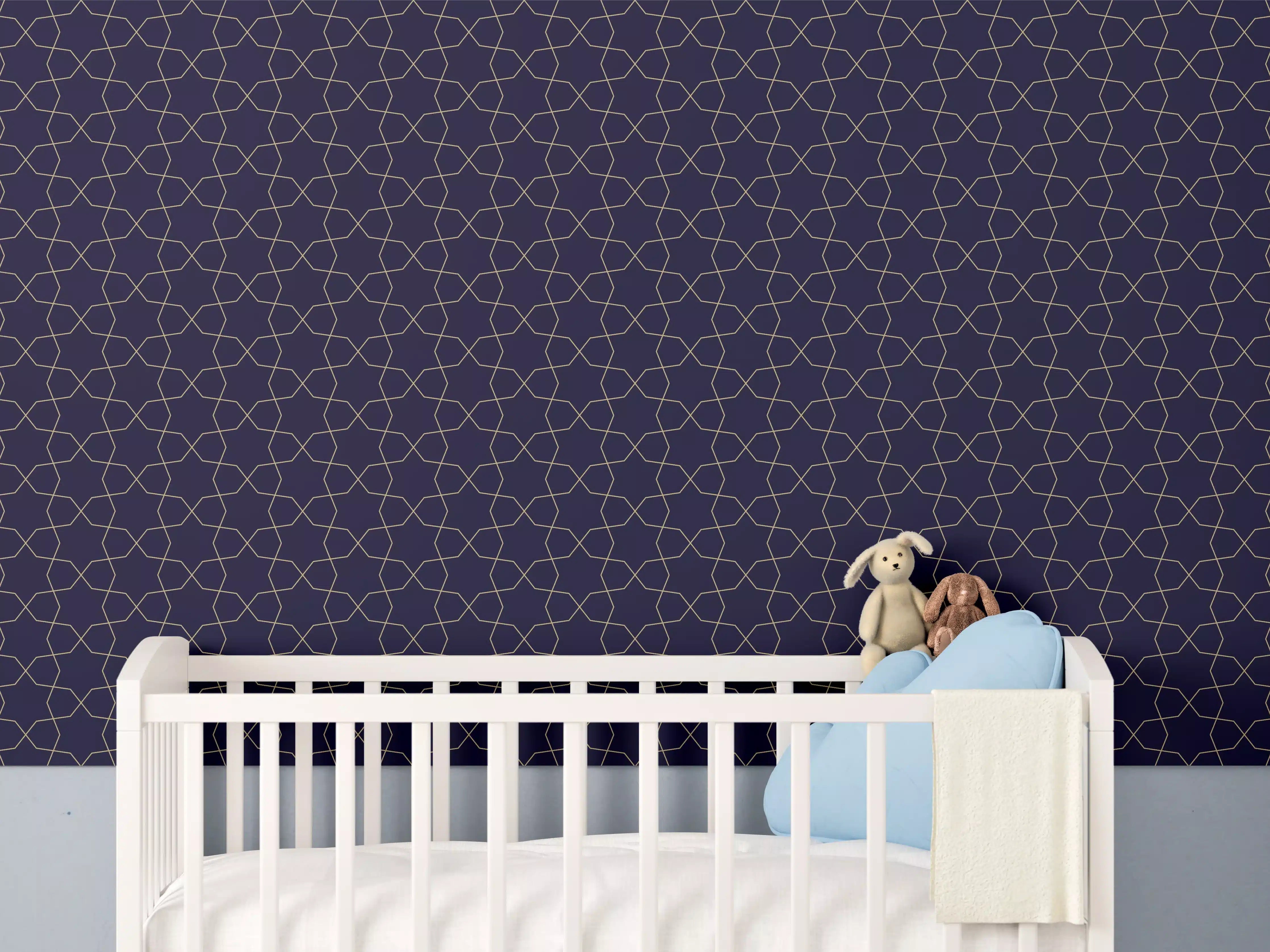 Babyzimmer Wandgestaltung - Dunkelblaues Geometrisches Muster