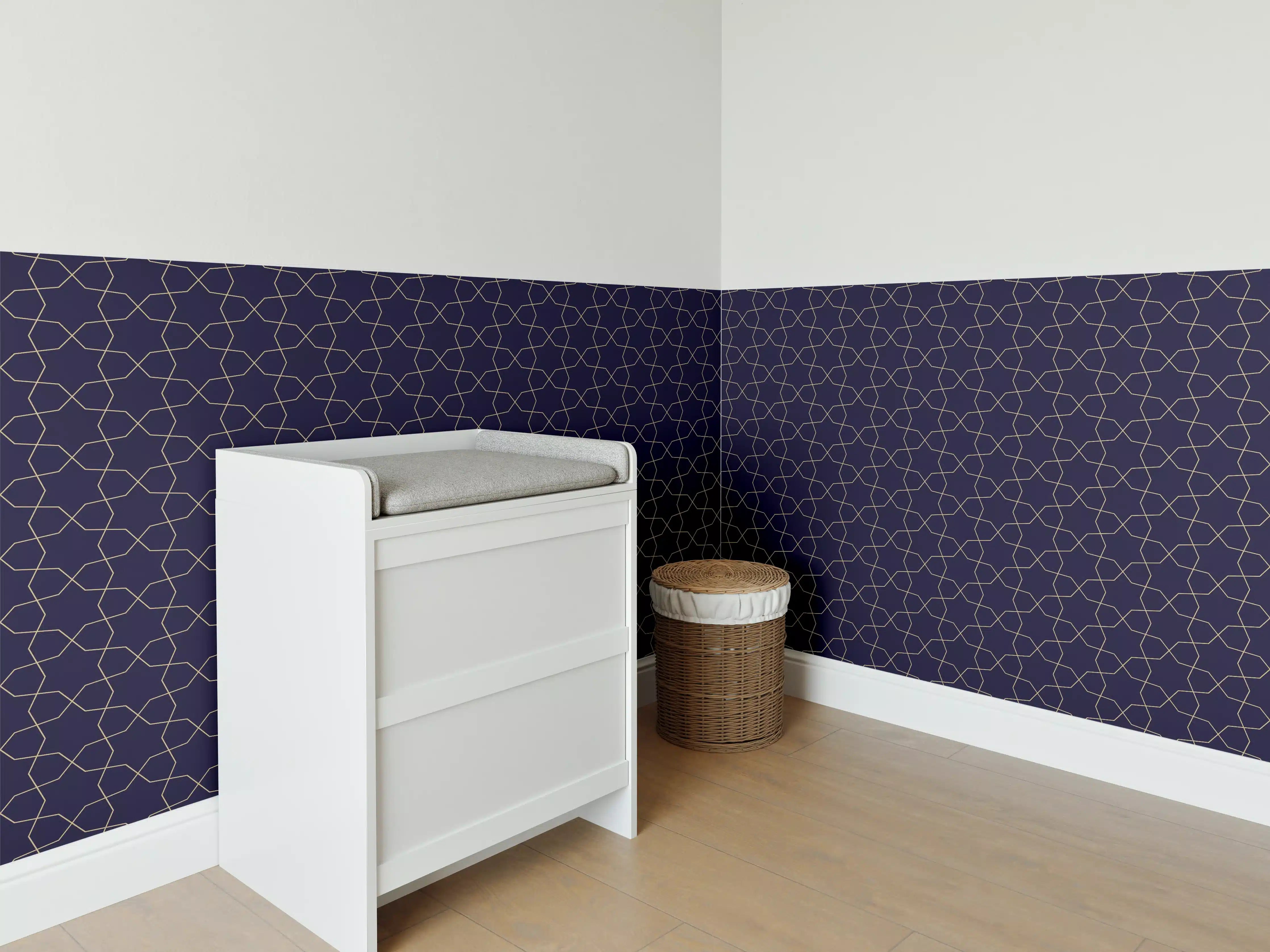 Babyzimmer Wandgestaltung - Dunkelblaues Geometrisches Muster