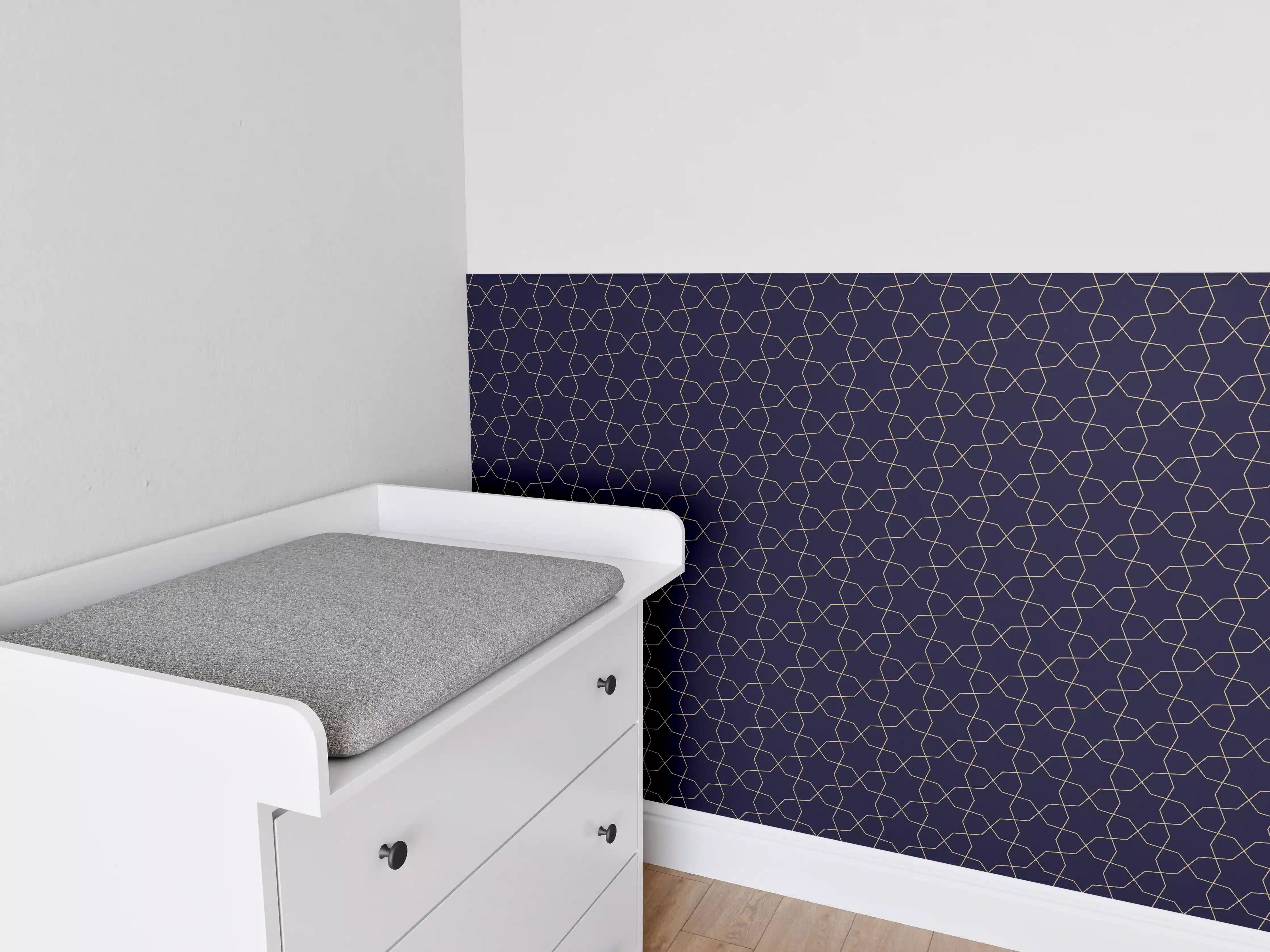 Babyzimmer Wandgestaltung - Dunkelblaues Geometrisches Muster