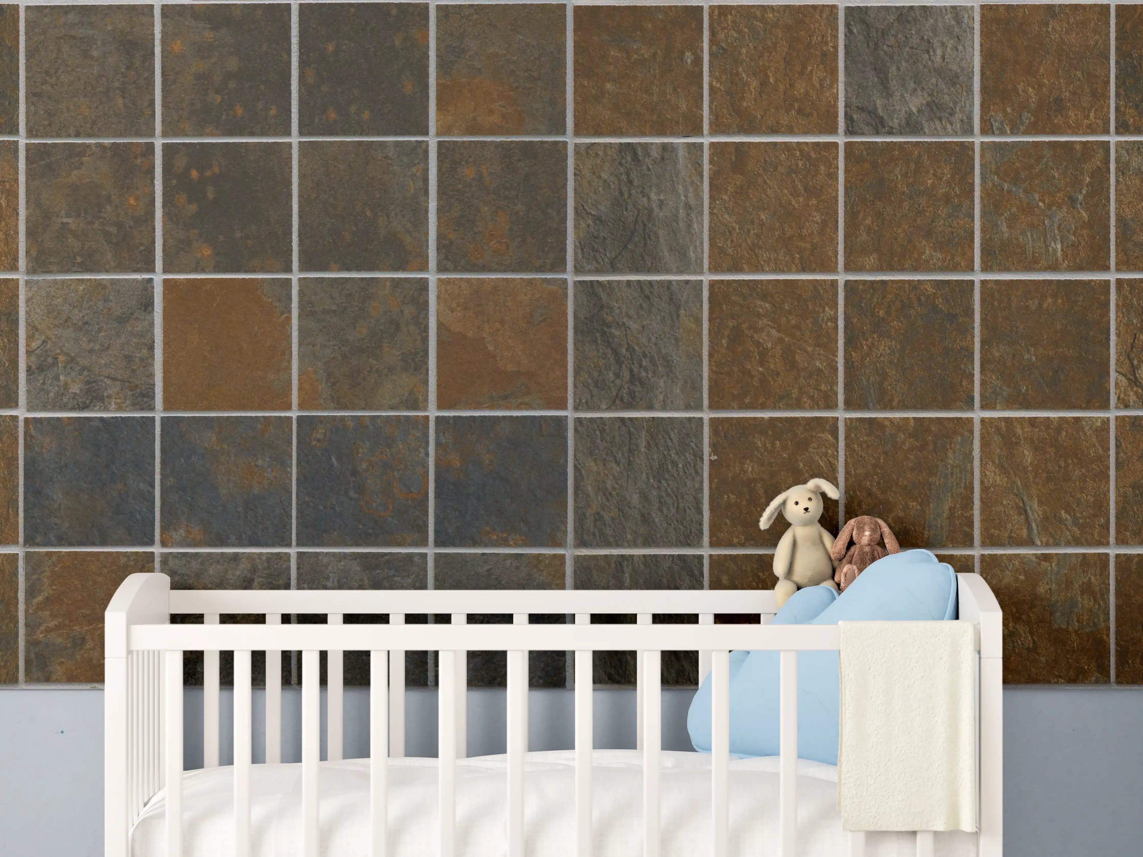 Babyzimmer Wandgestaltung - Dunkelbraune Vintage Fliesen