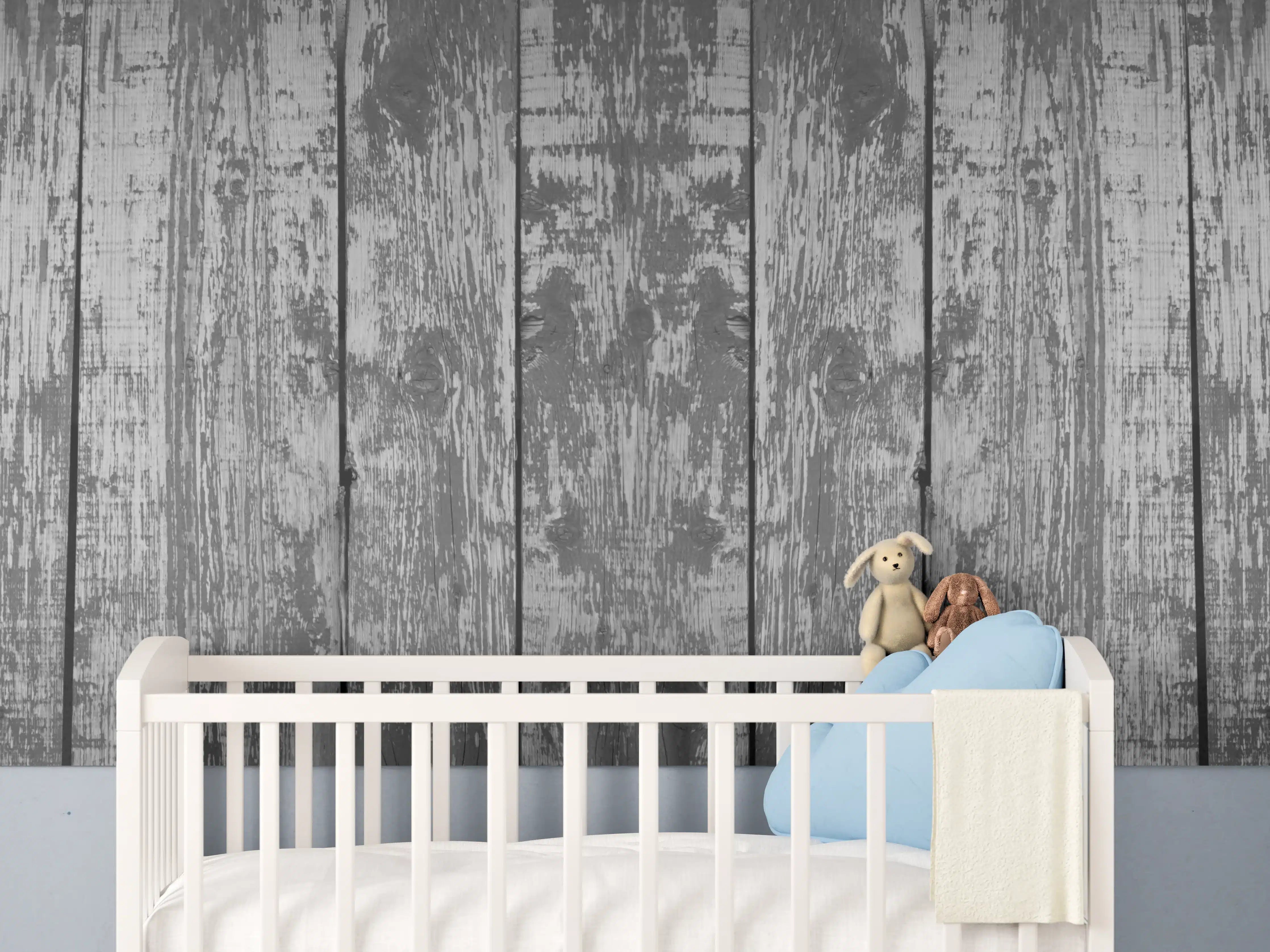 Babyzimmer Wandgestaltung - Dunkelgrauer Holzhintergrund