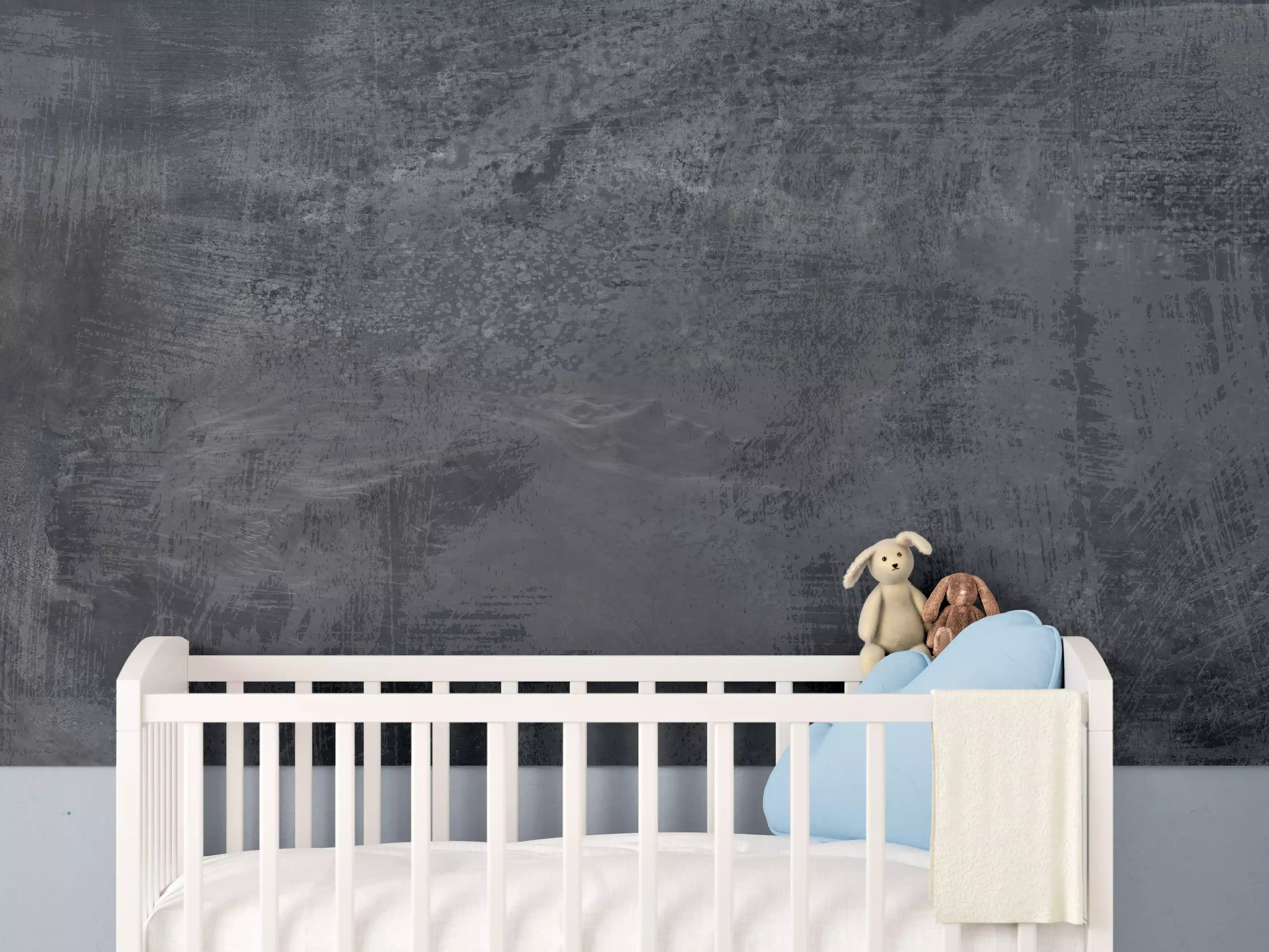Babyzimmer Wandgestaltung - Dunkelgrauer Zement-Hintergrund