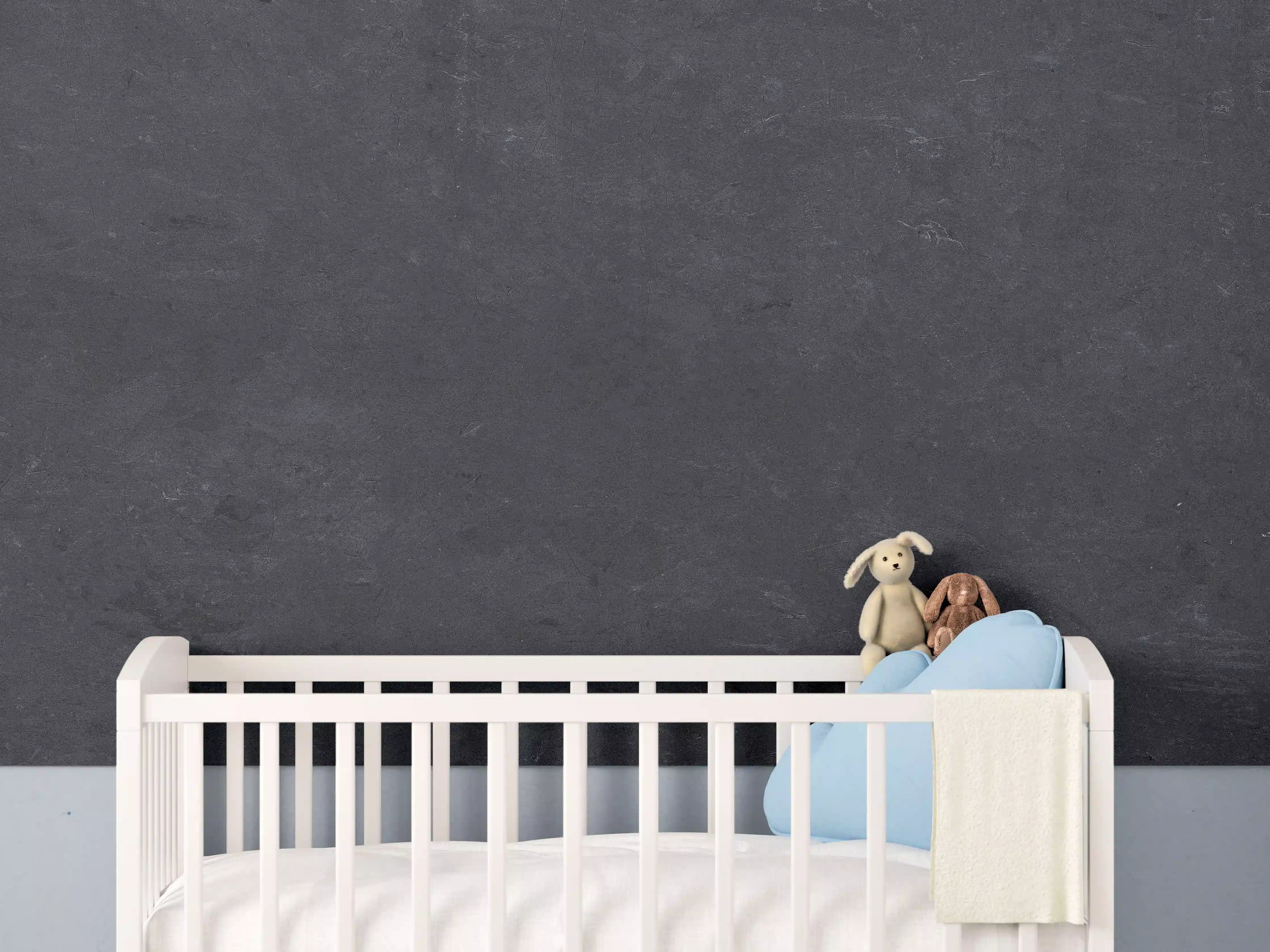 Babyzimmer Wandgestaltung - Dunkle Stein- oder Schieferwand