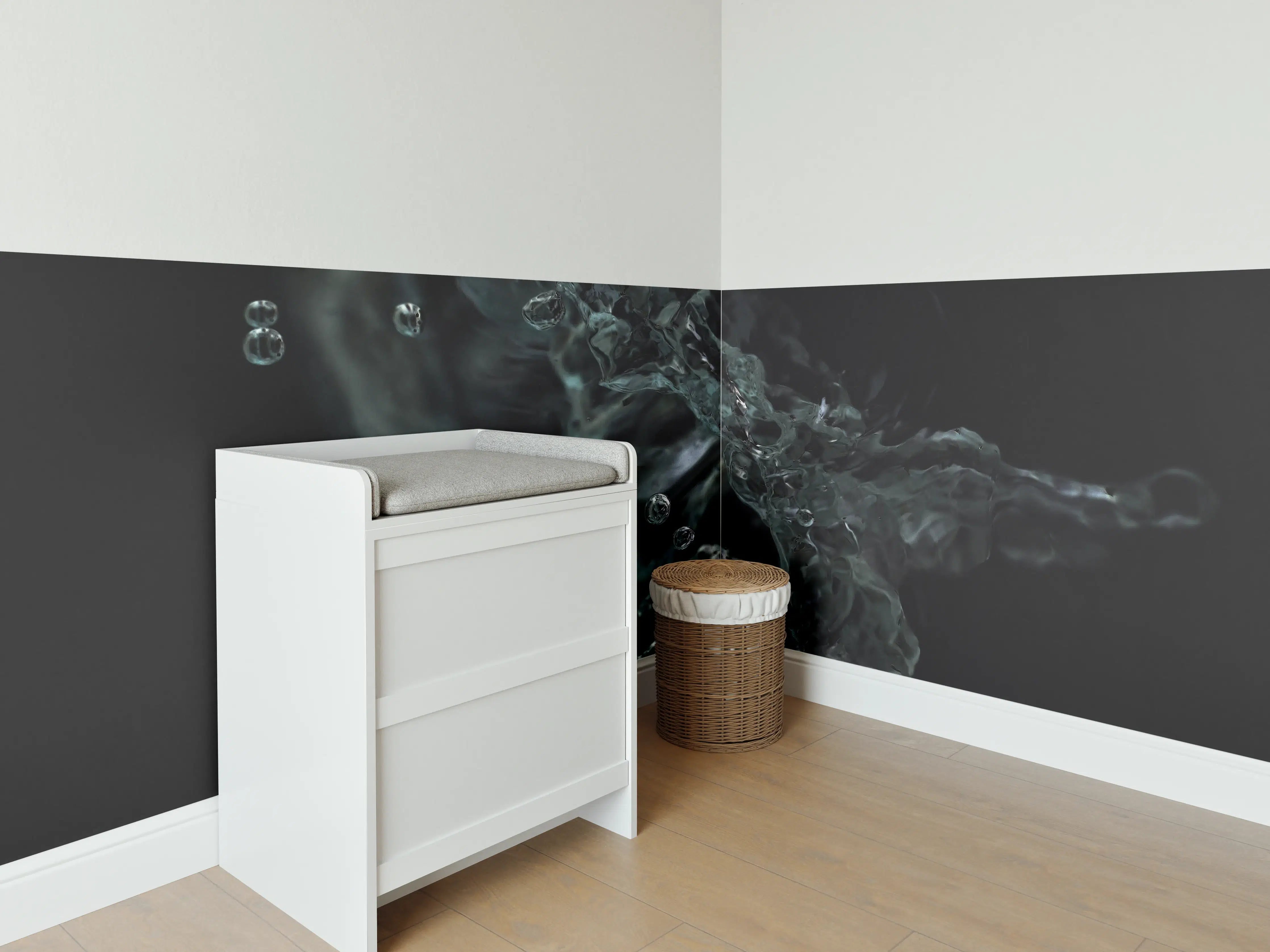 Babyzimmer Wandgestaltung - Dunkle Wasserkunst Makro