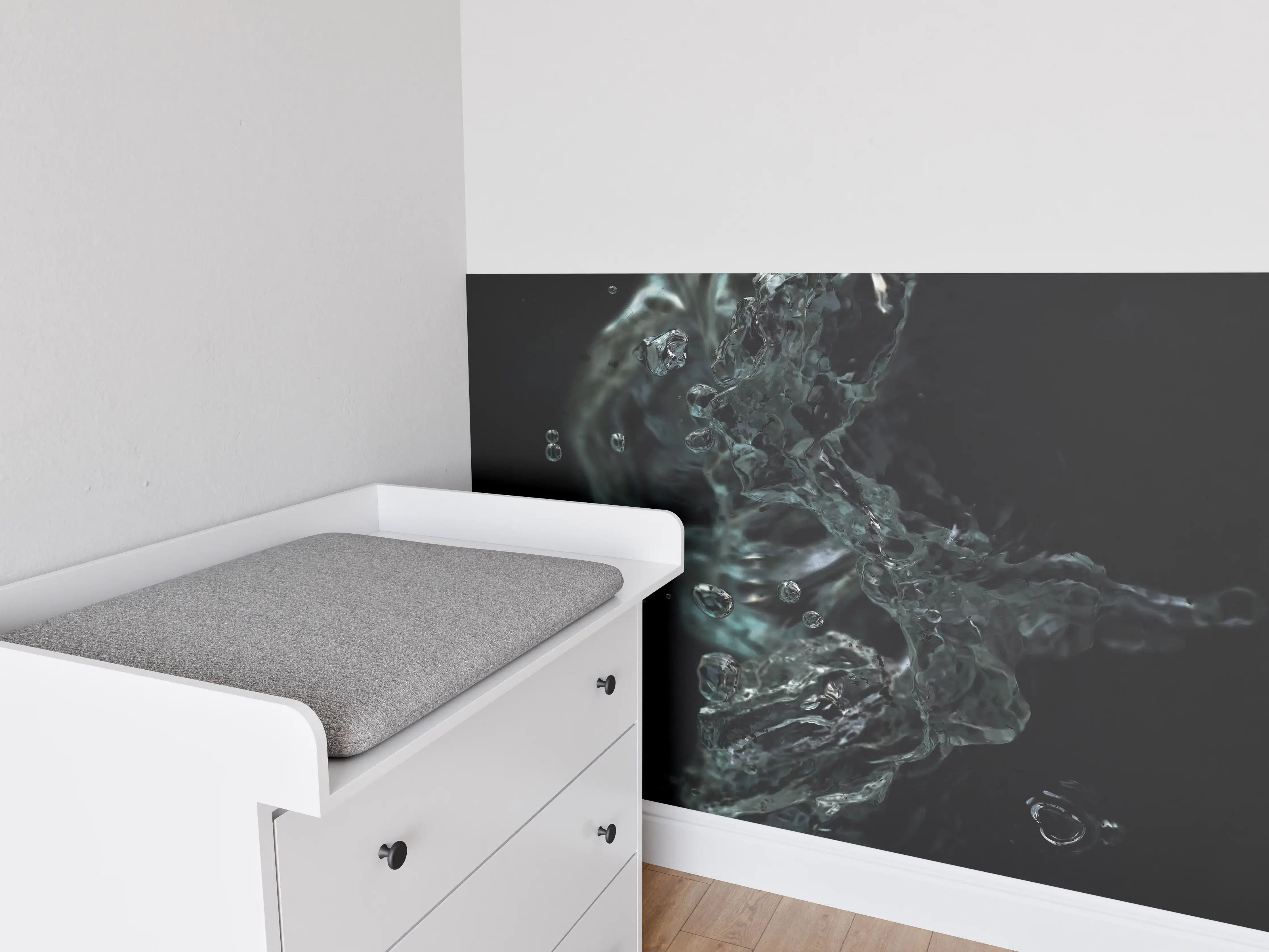 Babyzimmer Wandgestaltung - Dunkle Wasserkunst Makro