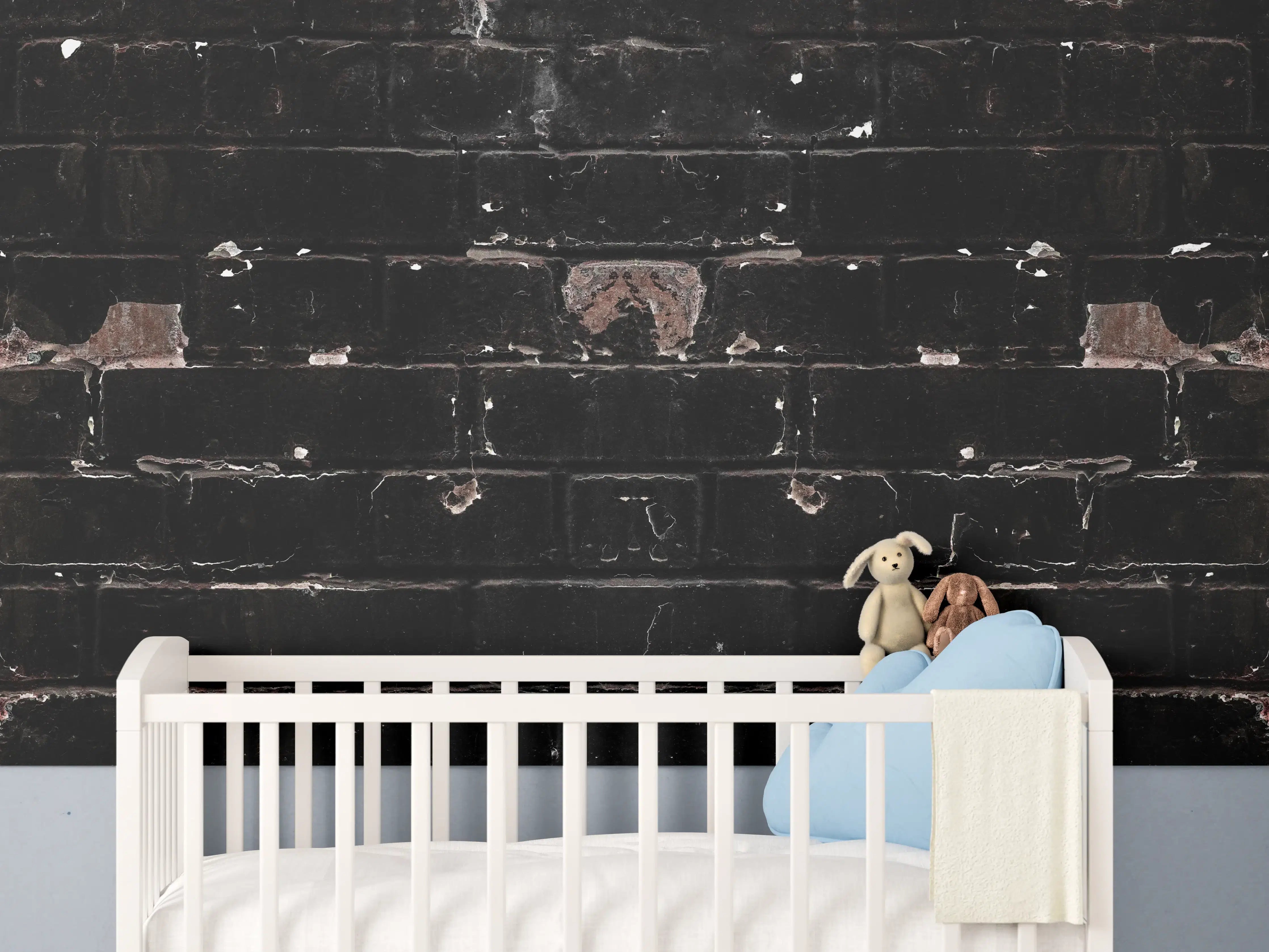 Babyzimmer Wandgestaltung - Dunkle beschädigte Ziegelwand