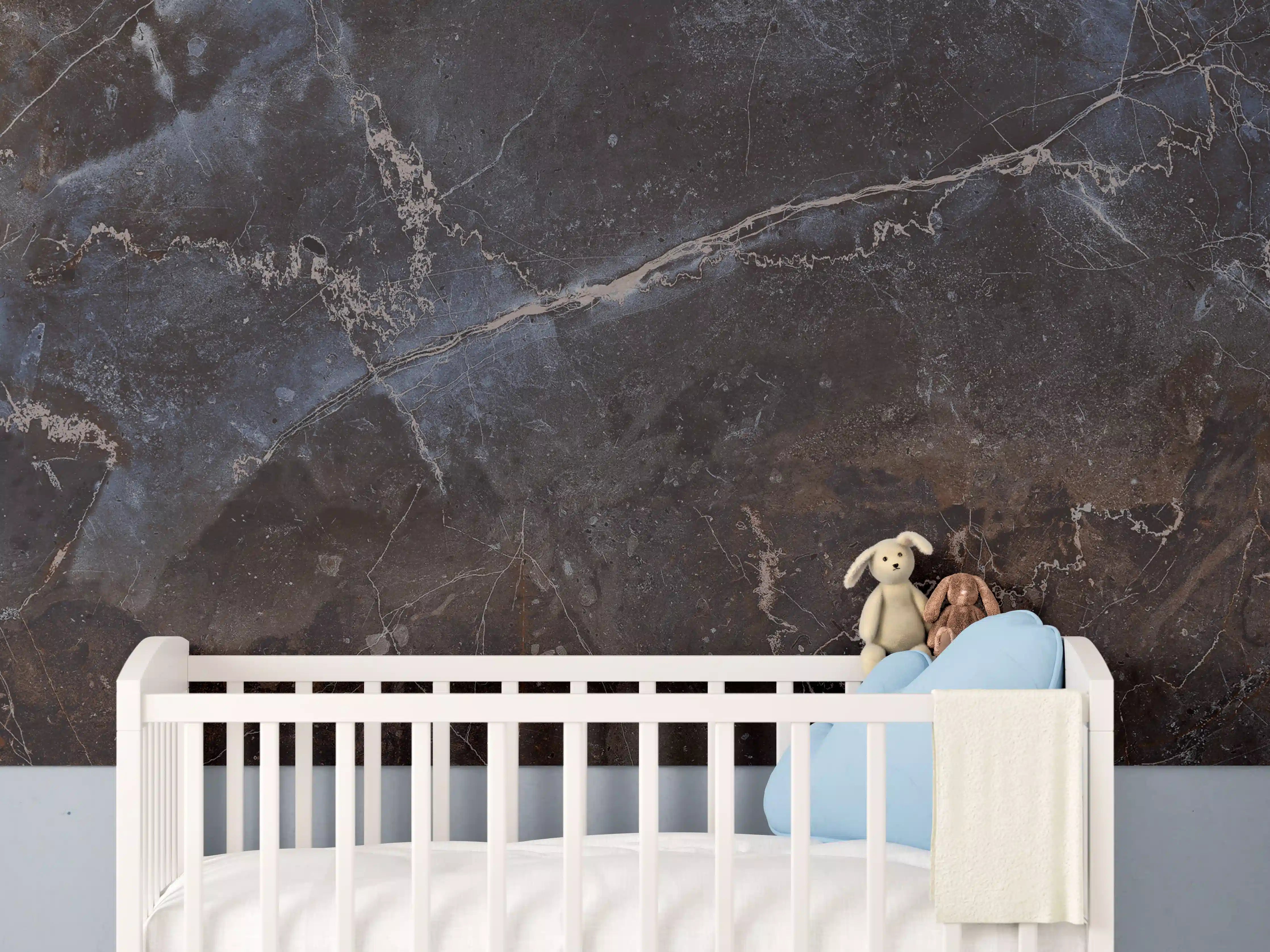 Babyzimmer Wandgestaltung - Dunkler Marmor