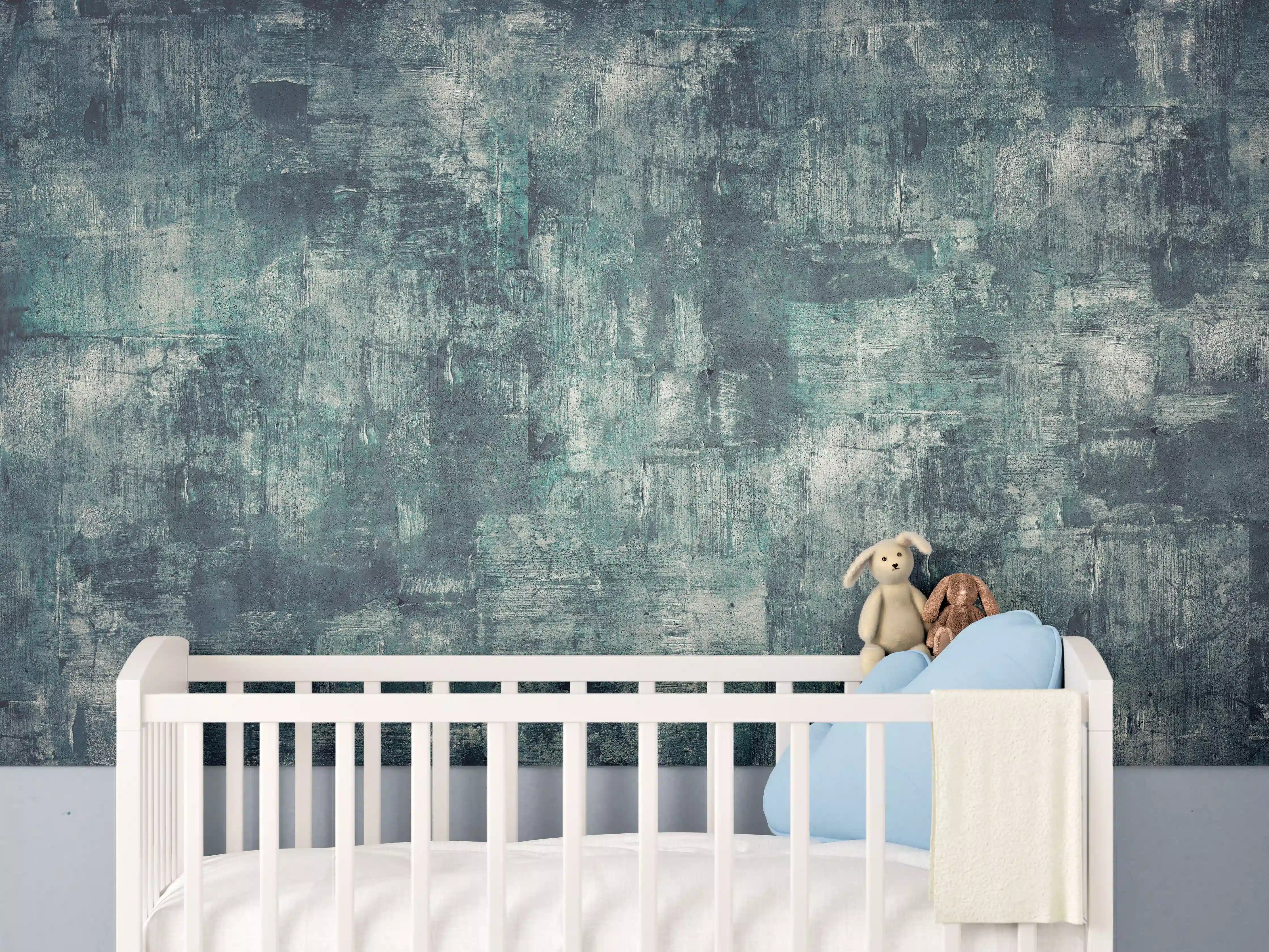 Babyzimmer Wandgestaltung - Dunkler Öl-Farb Betonlook