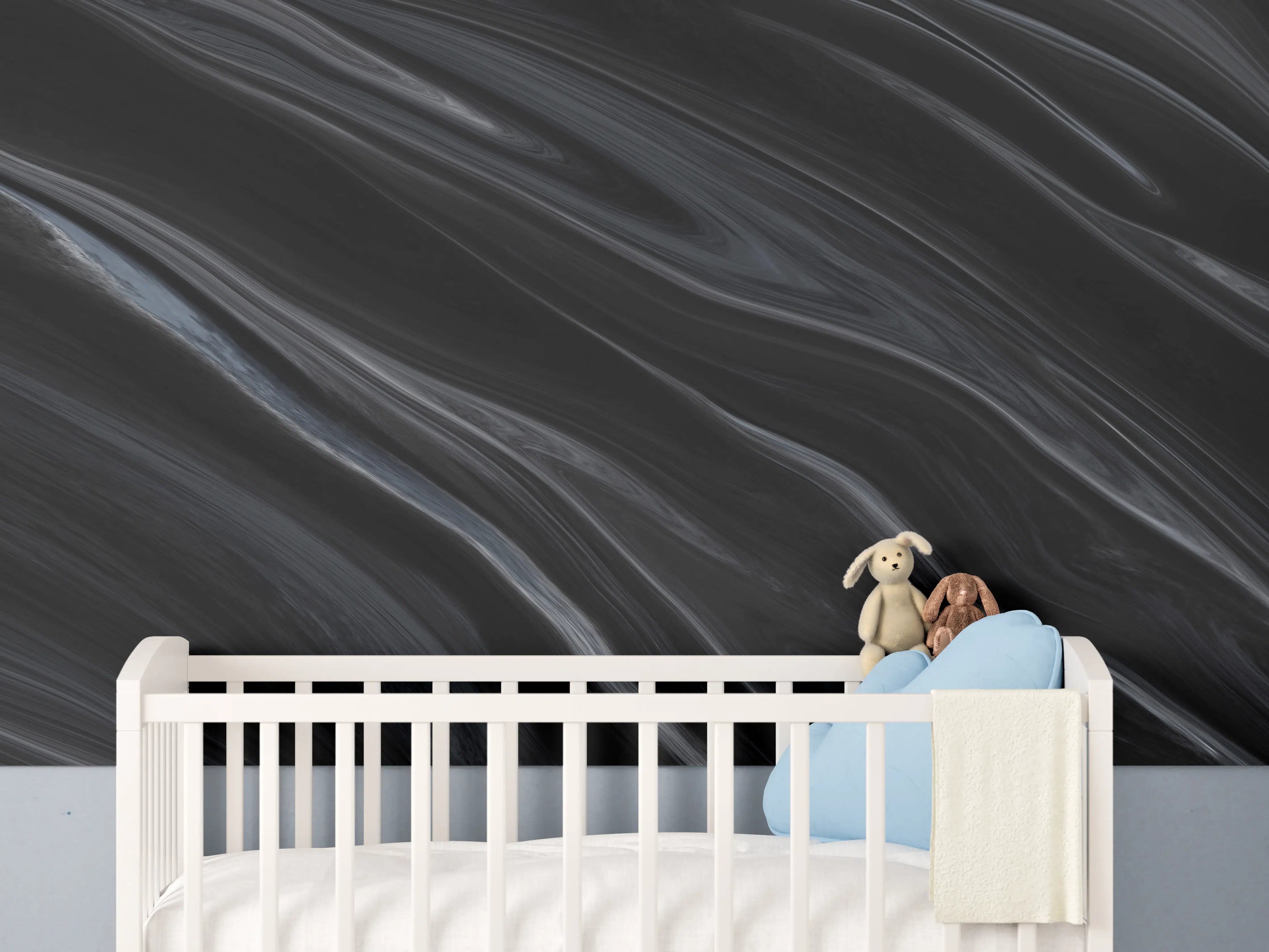 Babyzimmer Wandgestaltung - Dunkler Seidenhintergrund